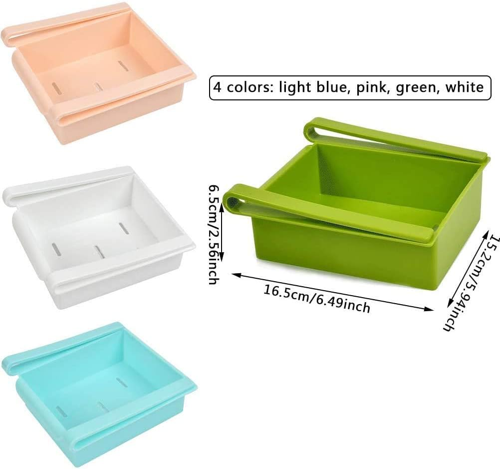 EZONEDEAL Fridge Drawer Organizer, Retractable Drawer Refrigerator Storage Box, Unique Design Pull Out Bins, Fridge Shelf Holder Storage Box, Small Size, Fit for Fridge Shelf (Green) image number 5