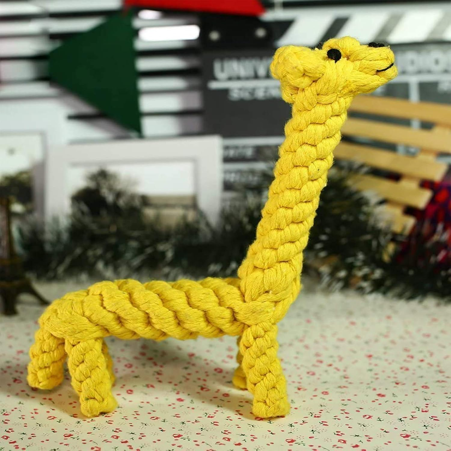 Baby Pet AINIMO Puppy Boredom Rope Toy, Cotton Natural Teeth Cleaning Chew Small Dog Toy (Giraffe) image number 1