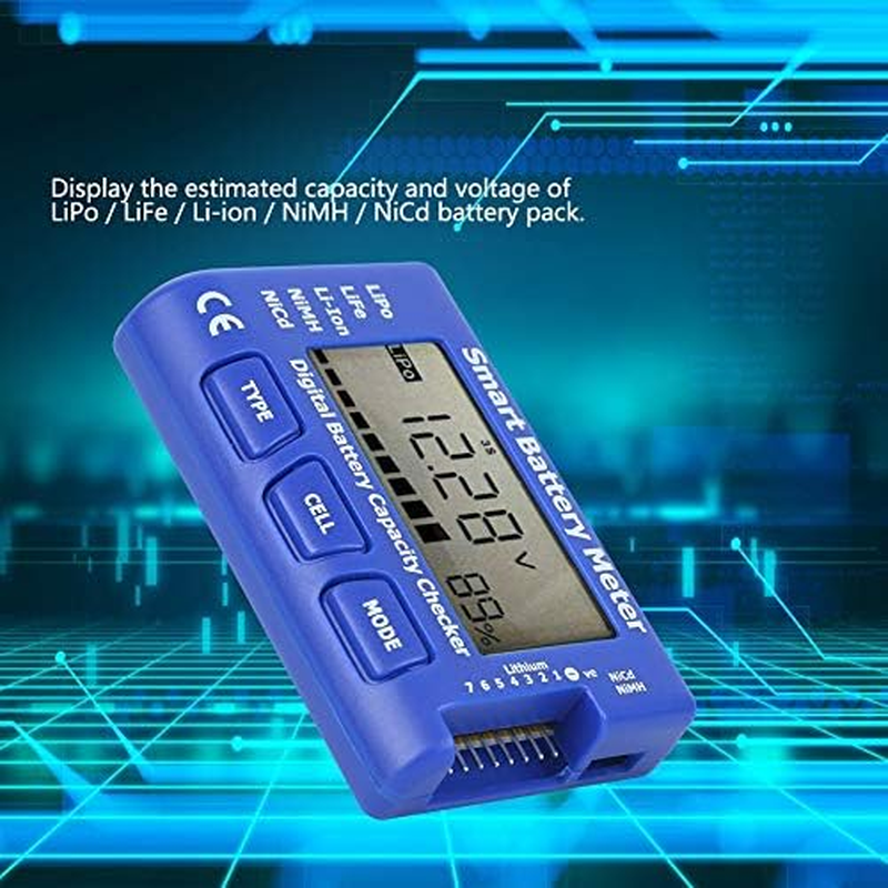 Viagasafamido 5 in 1 Battery Meter, Intelligent Cell Meter Digital Battery Checker Balancer with LCD Display for Lipo Life Liion Nimh Nicd Cell