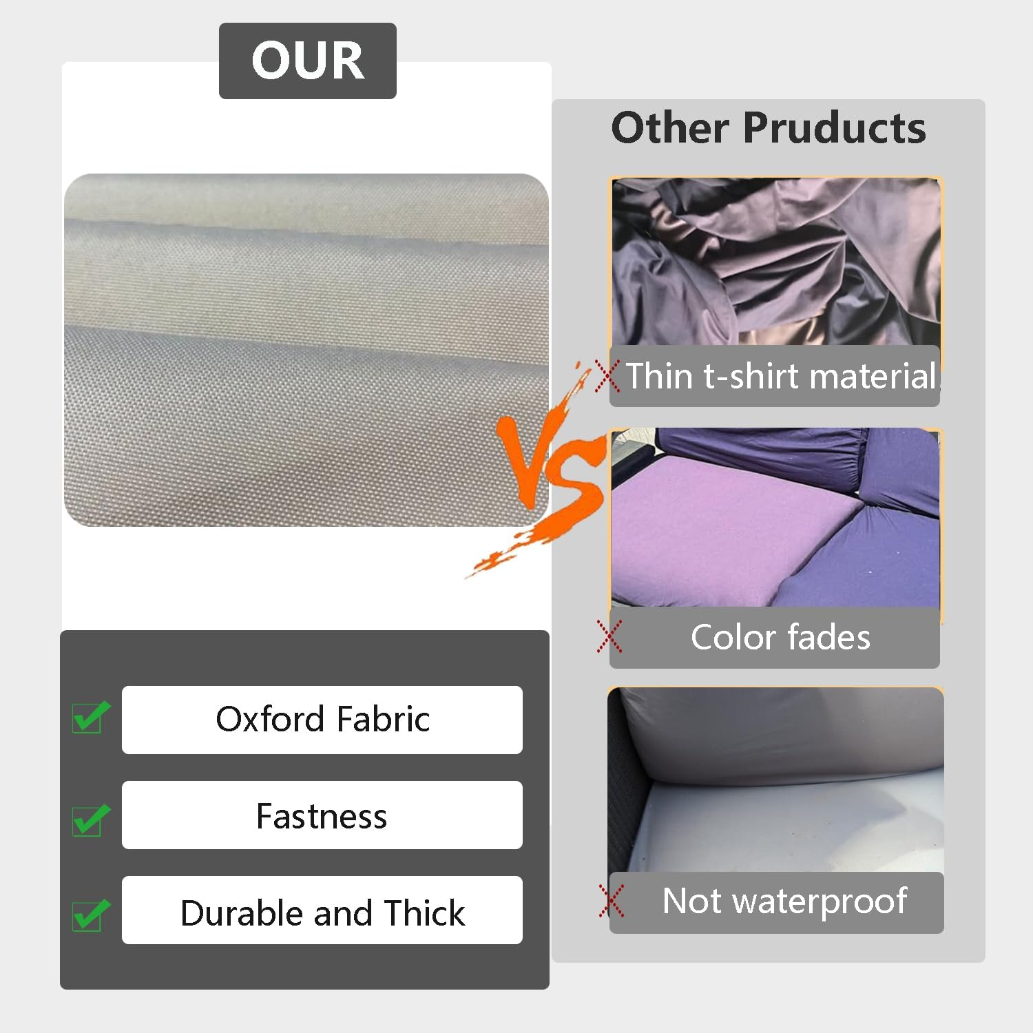 TECOSARA Patio Cushion Covers Replacement Outdoor Seat Cushions Cover for Patio Furniture, Deep Seat Bottom and Back Cushion Cover Set for Chair, Sofa and Couch, 4Packs, 26.5X26.5X4/26.5X13X4, Tan image number 2