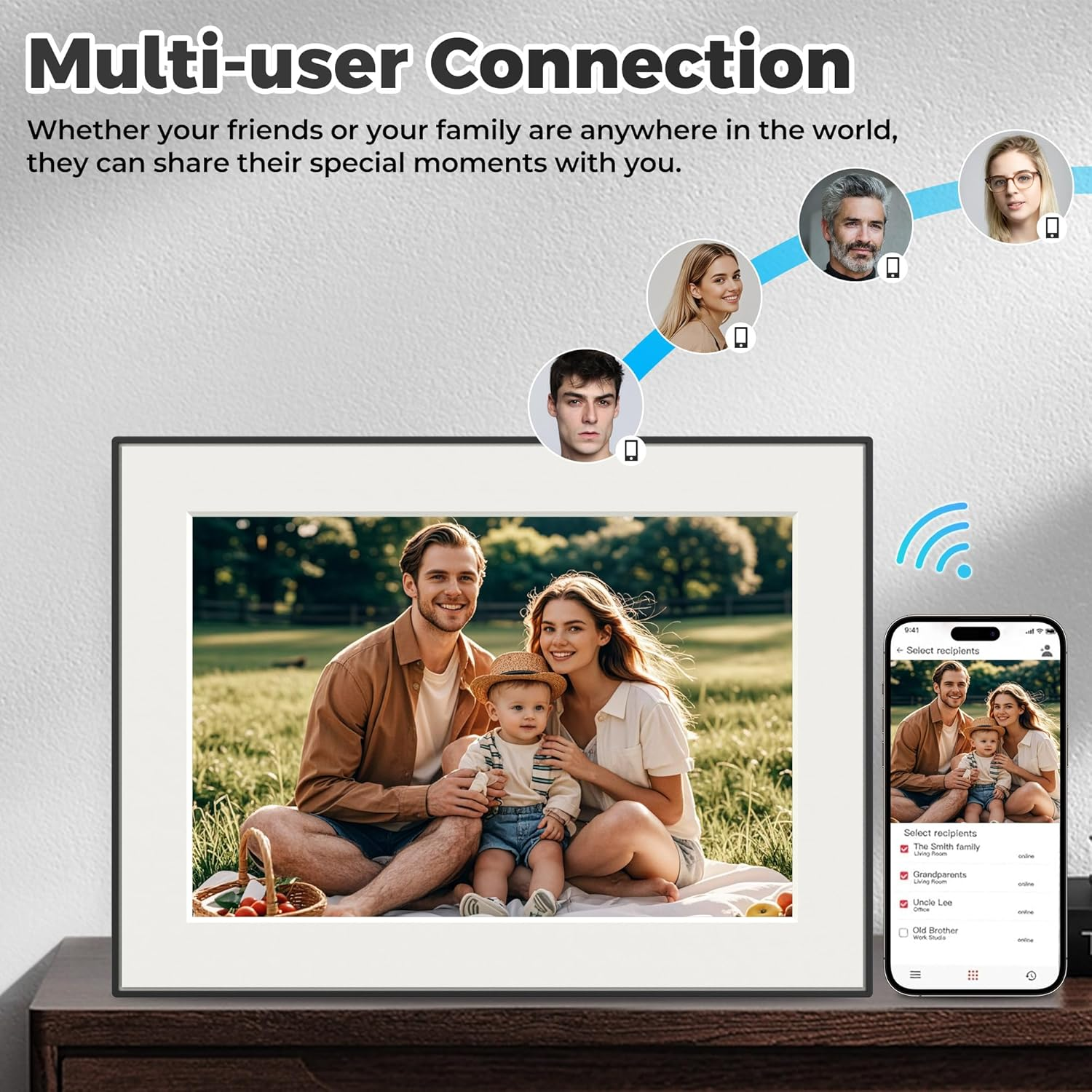 32GB Wifi Digital Photo Frame, 10.1 Inch Frameo Picture Frame,1280X800 HD IPS Touch Screen, Auto-Rotate, Share Photos/Videos Instantly via Frameo App from Anywhere, Wall Mountable. image number 6