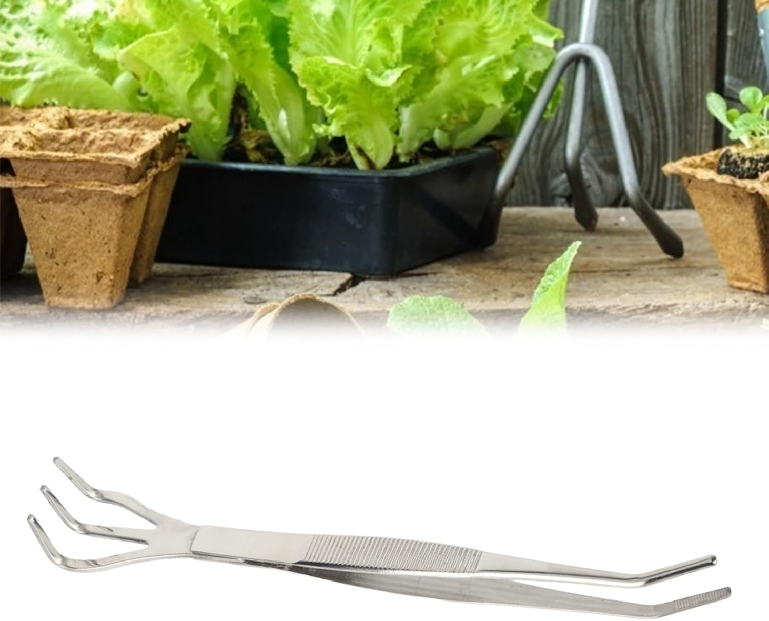 Bonsai Tool Made of Stainless Steel, 2-In-1 Root Rake Tweezers for Gardening, Ergonomic Design, Safe and Easy to Use image number 4