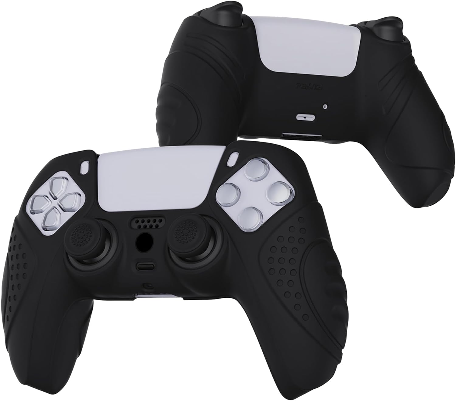 Extremerate Playvital Guardian Edition Black Ergonomic Soft Anti-Slip Controller Silicone Case Cover for Ps5, Rubber Protector Skins with Black Joystick Caps for Ps5 Controller - Blue image number 5