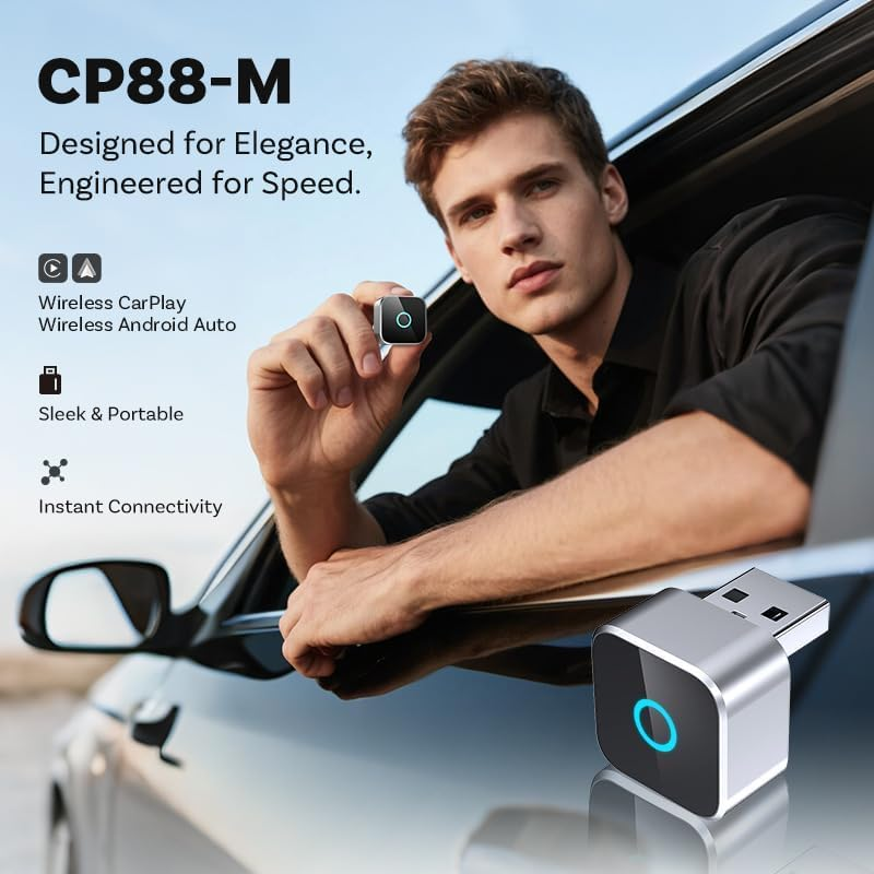 Ottocast Mini Cube 3.0 Wireless Carplay/Android Auto Adapter,Mini Cube 3.0 Wireless Carplay/Ios 10 Android 11 and Aboves,Mini USB Design, Fast Connection, No Delay, Usb/Type C (1PCS) image number 2