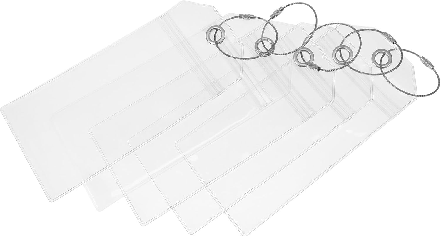 GLSTOY 5Pcs Clear Luggage Tag Holders PVC Id Badge Cases with Lanyards for Travel Essentials Cruise Ships Suitcases Sports Gear and Pet Carriers Protective Covers for Name Tags image number 3