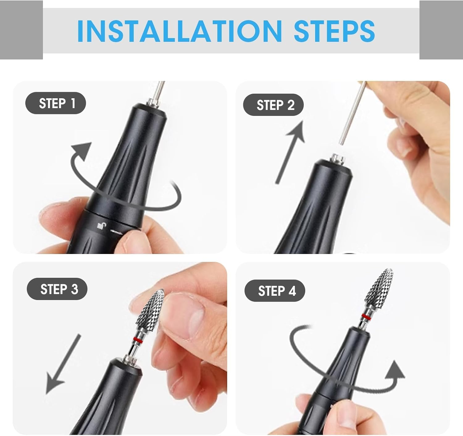 2 PCS Carbide Nail Drill Bits with Case, 3/32" 5 in 1 Tungsten Drill Bit Set for Nail Salon Manicure Pedicure Gel Polishing Cuticle Cleaner (Round Head) image number 6