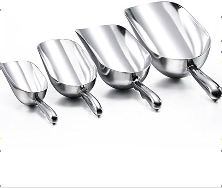 Ice Cube Endurance Scoop, Cast Aluminum Shovel Scoops Kitchen Utility Scoops Set Contoured Handle, Ideal for Ice Cube Coffee Bean Food Candy Flour Popcorn Rust Free, Solid & Dishwasher Safe - 12 Oz image number 2