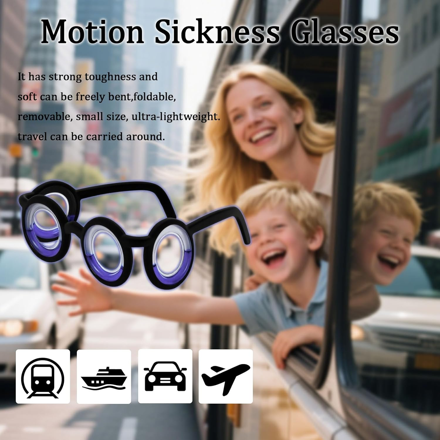 2 Pcs Motion Sickness Glasses,Car Sickness Glasses,Motion Sick Glasses for Adults and Children,Applicable to Motion Sickness, Seasickness, Travel, Games Nausea image number 4