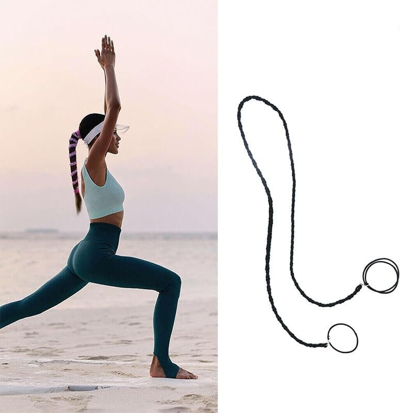 3Pcs 35"Ponytail Holders Hair Ties for Sports,Non-Destructive Strong Braided Ponytail Hair Ties Rip Hair Ties for Women Gym,Swimming,Diving (Black, 35") image number 1