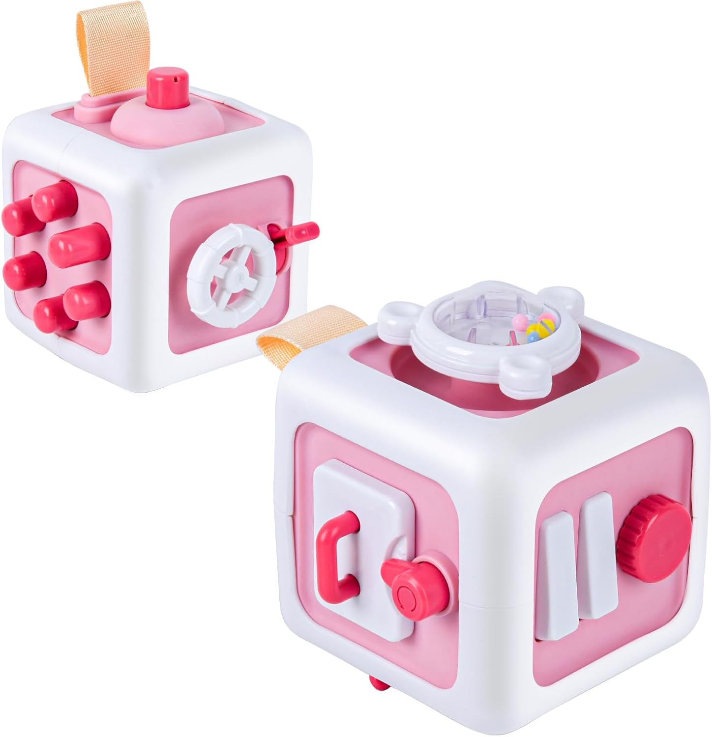 Busy Activity Cube Toys for 1 + Year Old Gifts, Sensory Learning Fine Motor Skills Toys for 18 Months, Montessori Airplane Travel Car Toys for Toddler 1-3, 1St Birthday Girl Gifts 18 Months + (Green)