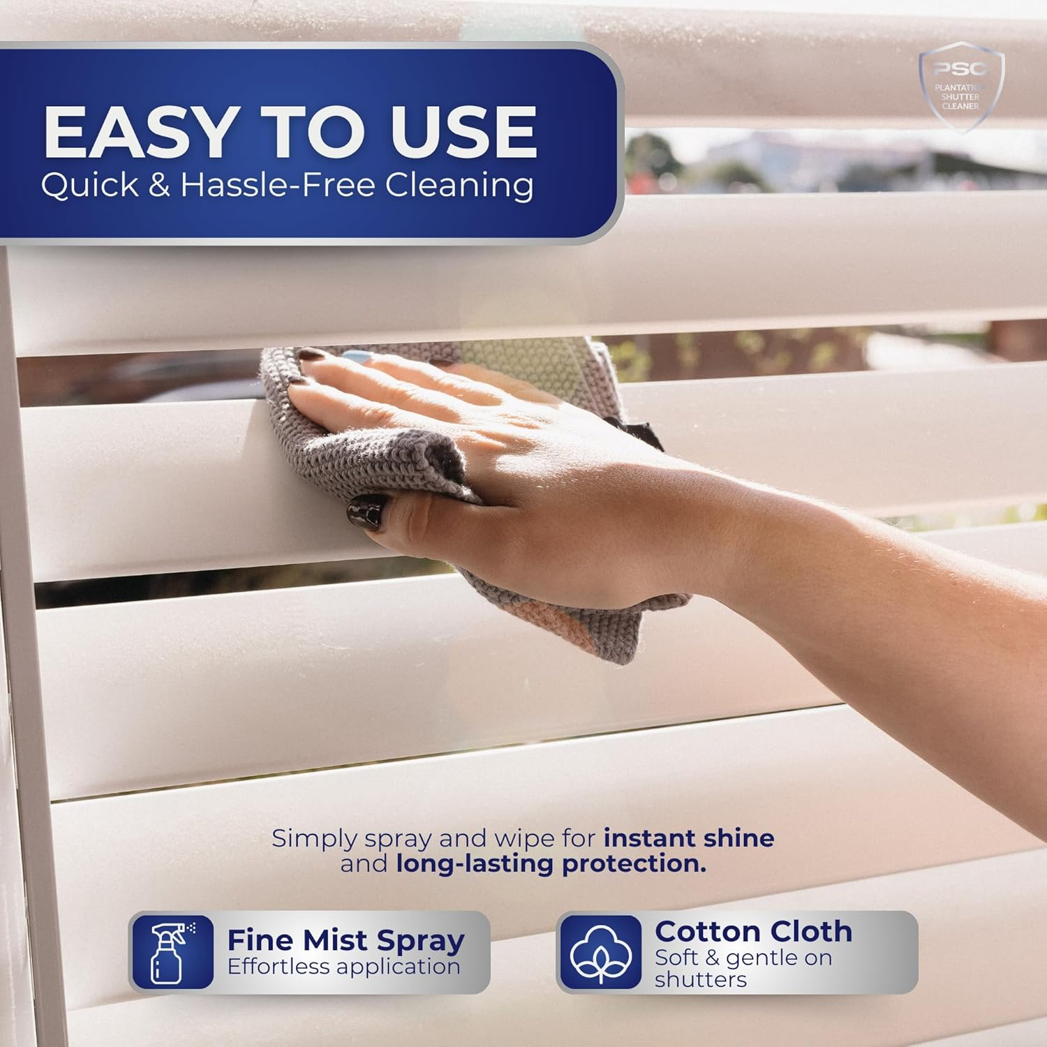 Plantation Shutter Cleaner Kit &ndash; Window Shutters Cleaning Kit with Cleaner Spray and Pure Cotton Cloth &ndash; Anti-Static Dust Cleaner Solution &ndash; Fresh and Clean Fragrance &ndash; Gentle Protective Finish image number 2
