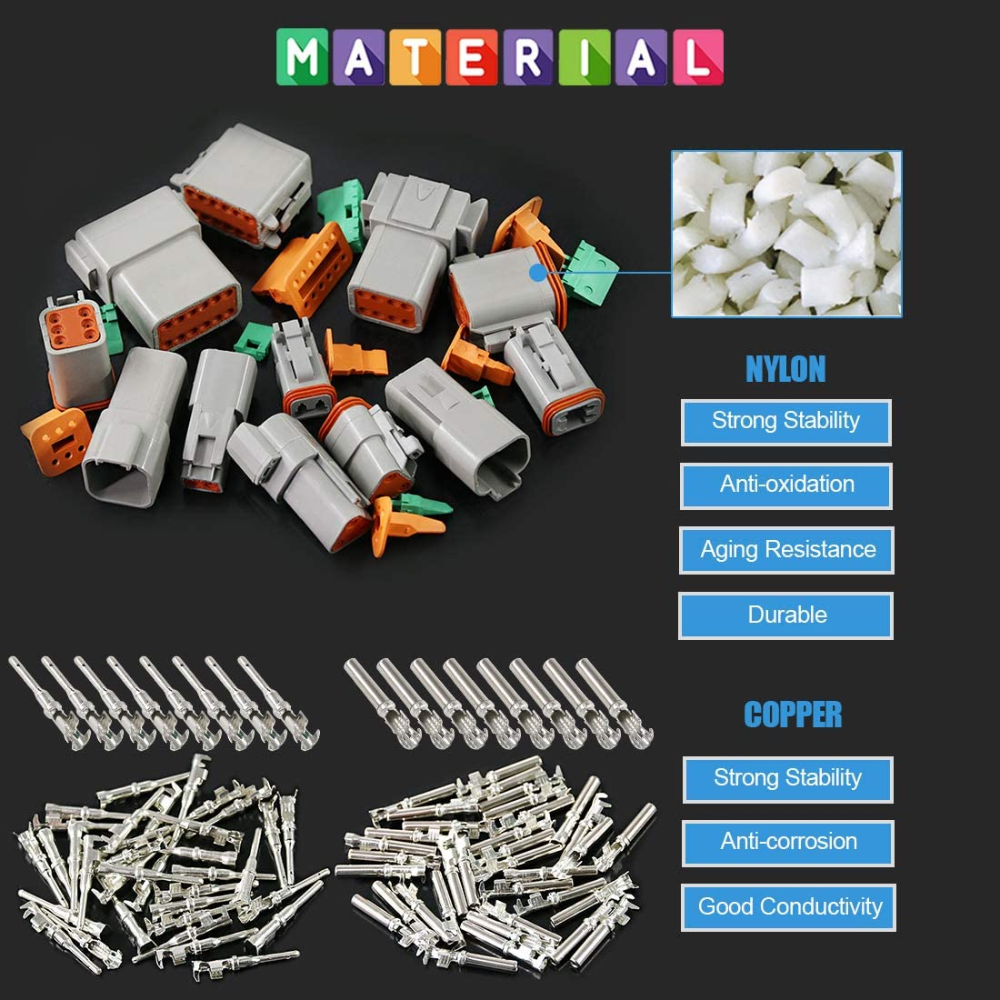 Glarks 30Pcs 2 Pin Way Sealed Gray Male and Female Auto Waterproof Electrical Wire Connector Plug 22-16AWG Connector for Motorcycle, Scooter, Car, Truck, Boats image number 5