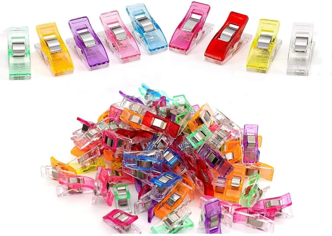 Sewing Clips,100 PCS Sewing Clips Multipurpose Plastic Quilting Clips for Quilting Crafting Wonder Clips, Quilting Accessories to Replace Sewing Pins Pinning and Marking(9 Colors) image number 4