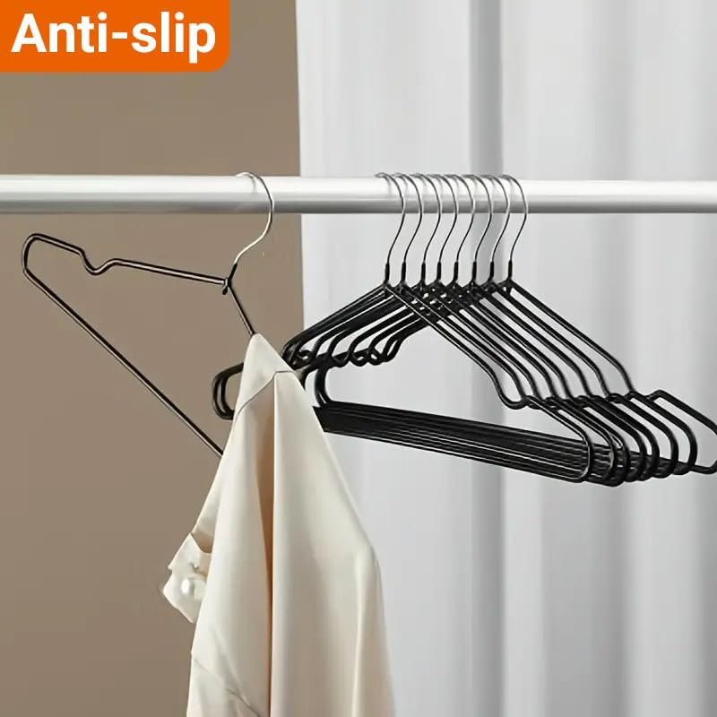 AIMALL Adult Clothes Hanger 15.75X7.87In Heavy Duty Steel Core PVC Coated Non-Slip Seamless Hanger for Shirts Suits Dry Wet Use &ndash; Black Grey White