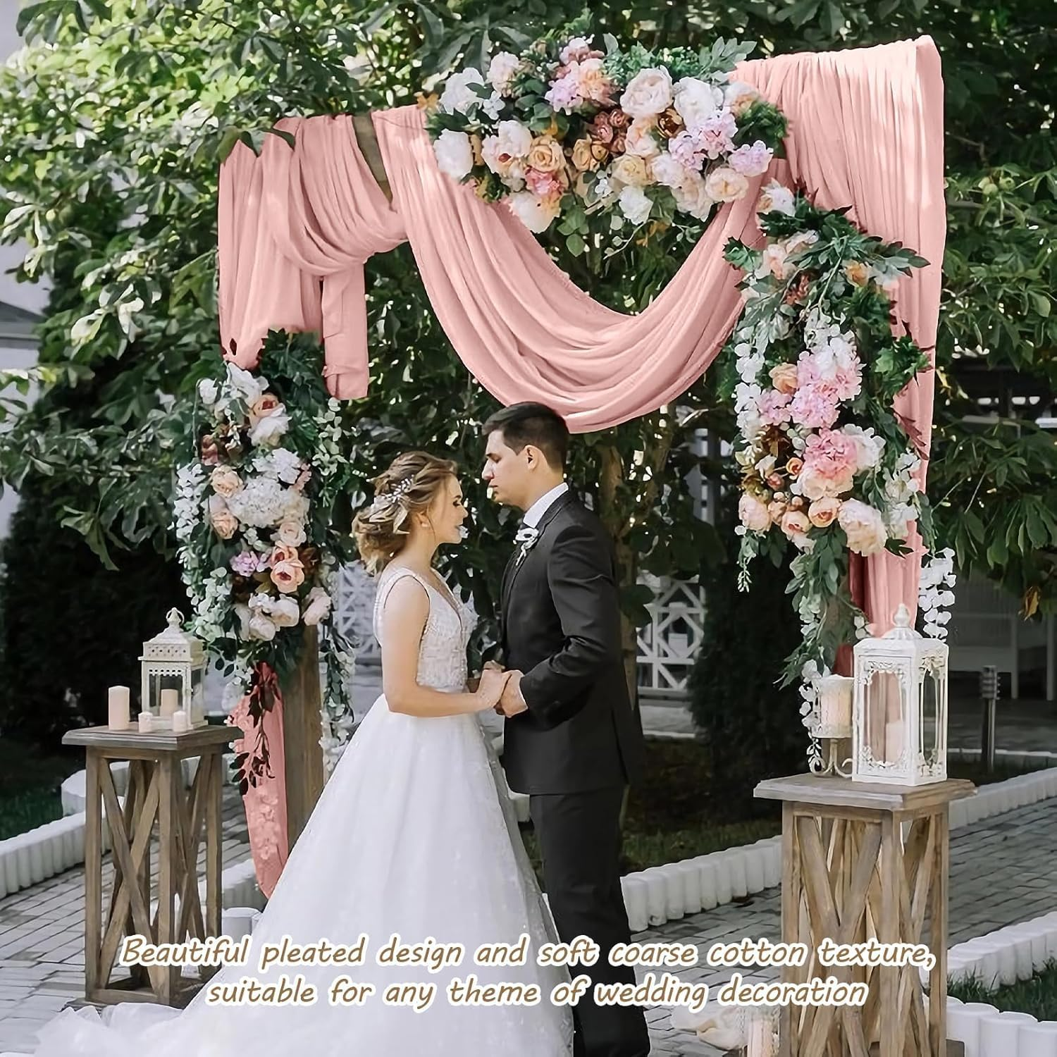 3 Piece 10Ft Cheesecloth Table Runner, Table Decor Romantic Wedding Runner Gauze Table Runner for Baby Shower Bridal Shower Wedding Birthday Party Table Decor (Pink, 4 Pcs-10Ft) image number 4