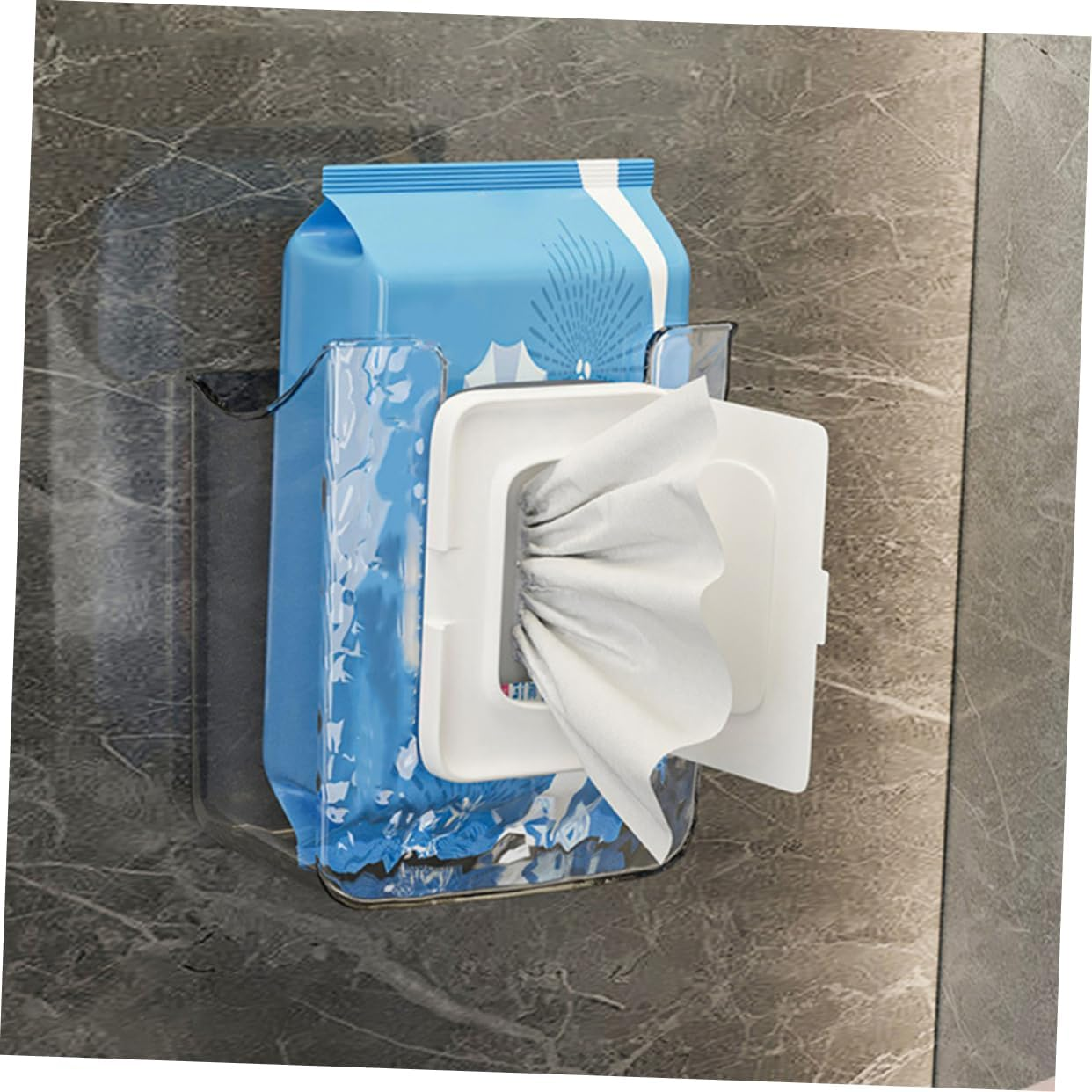 2Pcs Wall Mounted Tissue Box Wipes Holder for Bathroom Pattern Design for Wet Wipes and Facial Tissues Storage for Bathroom and Kitchen Use image number 5