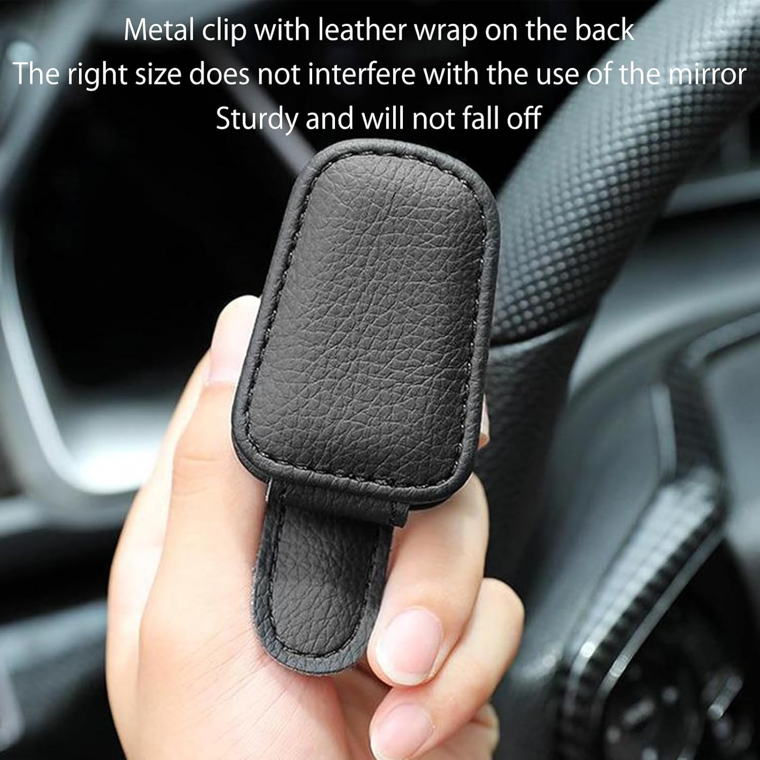 2 Pack Car Sunglasses Holder, Magnetic Leather Sunglasses Clip for Car Visor, Black image number 5