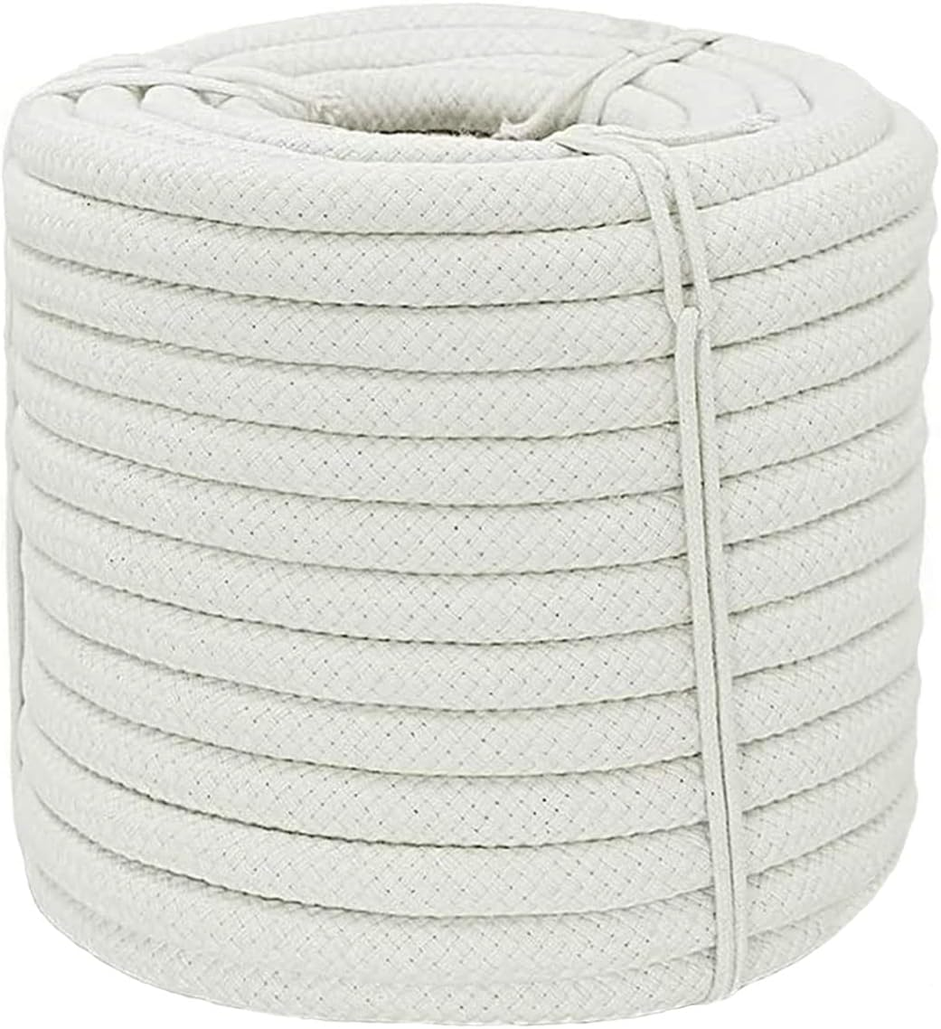 YUZENET Braided White Cotton Rope (3/8 Inch X 100 Ft) Natural Soft Utility Rope image number 4