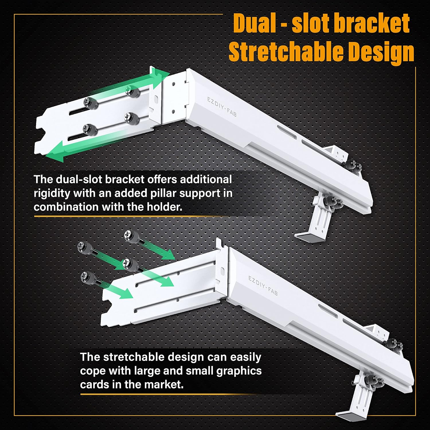 EZDIY-FAB GPU Holder Brace Graphics Card GPU Support Video Card Holder Bracket, Strenchable Structure, Video Card Sag Holder/Holster Bracket Support RX7990XTX, RTX4090, White-341-3 image number 1