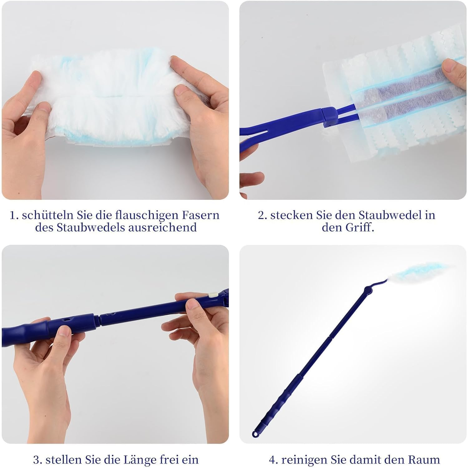 60 Pieces Dust Magnet Duster with 1 Handle, 1 Telescopic Rod, Microfiber Duster Set Cleaning Tool for Office, Electric Filter, Cleaning Tool for Cleaning image number 1