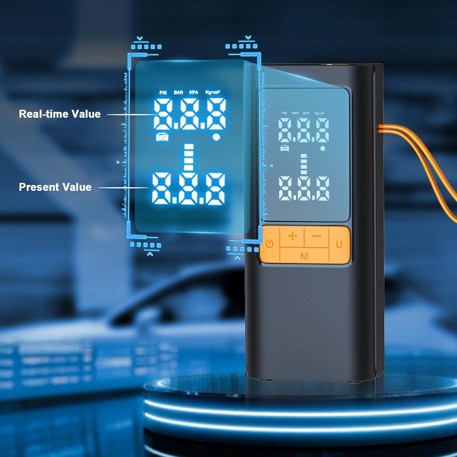 Tyre Inflator Portable Air Compressor, 7800Mah and 150PSI Cordless Air Pump with Pressure LCD Display for Cars, Motorcycles, Bicycles, Ball Bikes with Tire Pressure Gauge, Dual-Use Type image number 6