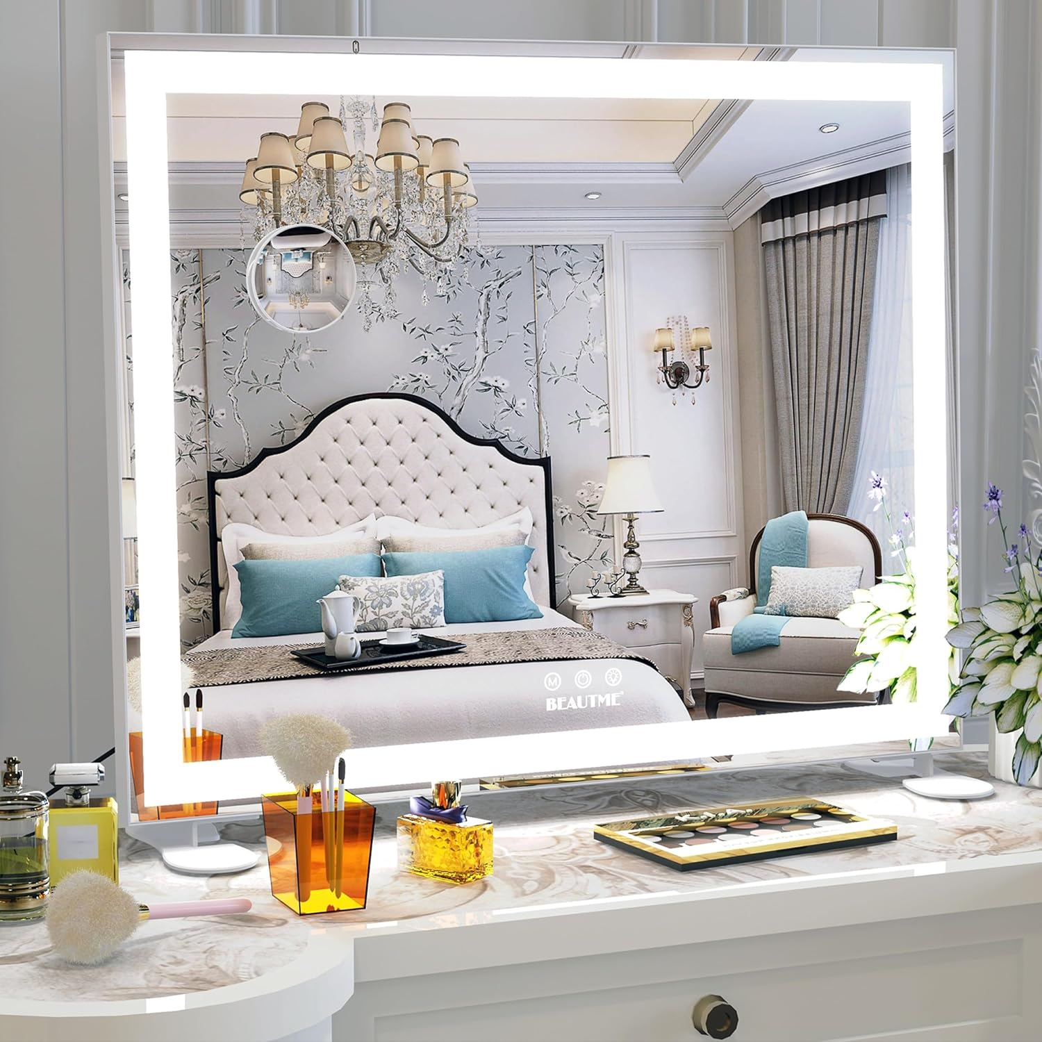 Vanity Mirror with Lights for Tabletop,Hollywood Lighted Makeup Mirror for Dressing Room & Bedroom,Big Desk Mirror Vanity, White, 600&times;150&times;507Mm image number 4