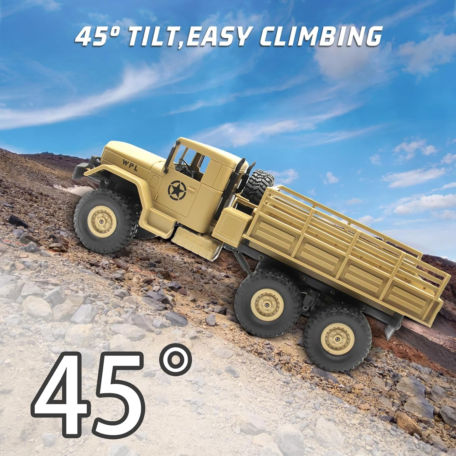 Spobot Remote Control Truck 2.4G Military Truck,Rc Off-Road Transpotr Vehicle 6WD All Terrain Radio Control Rock Climb Car for Adults and Kids image number 3