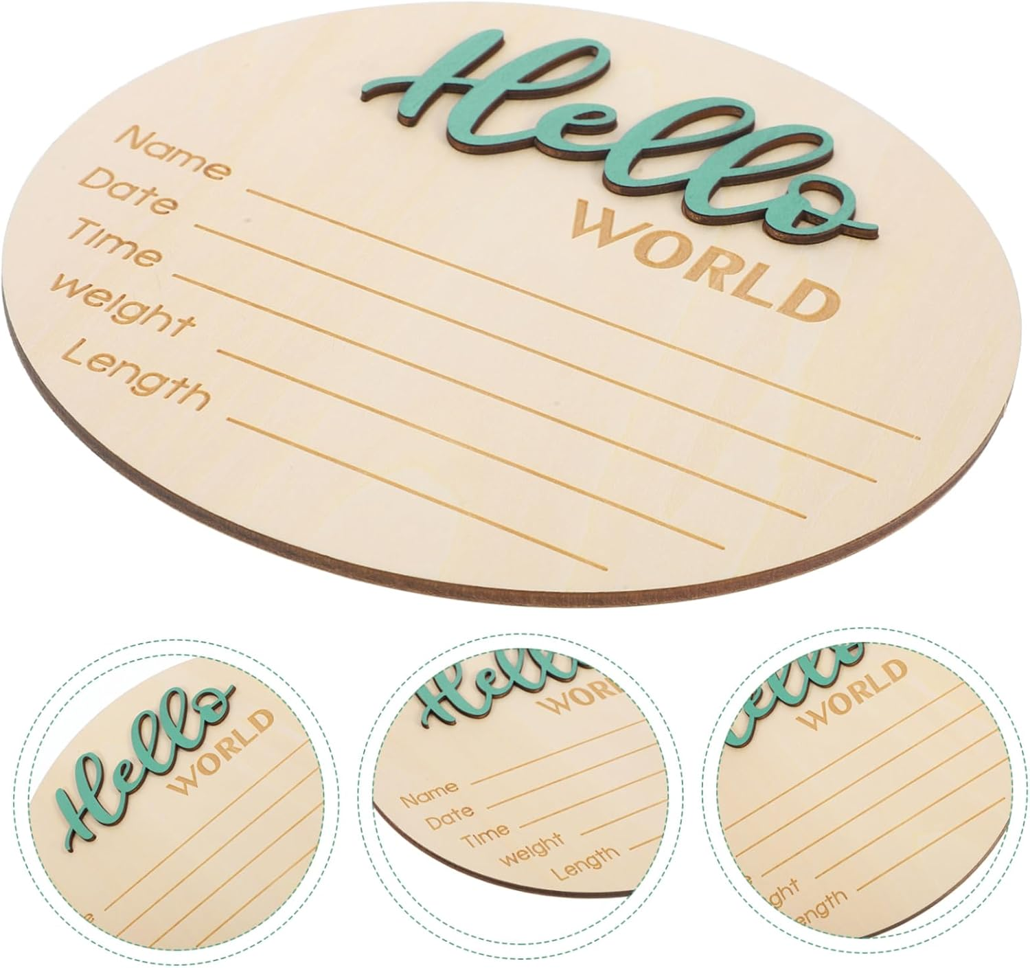 CLISPEED Wooden Baby Name Sign round Birth Announcement Sign for Newborns Newborn Photography Prop Infant Birth Announcement Plaque image number 1