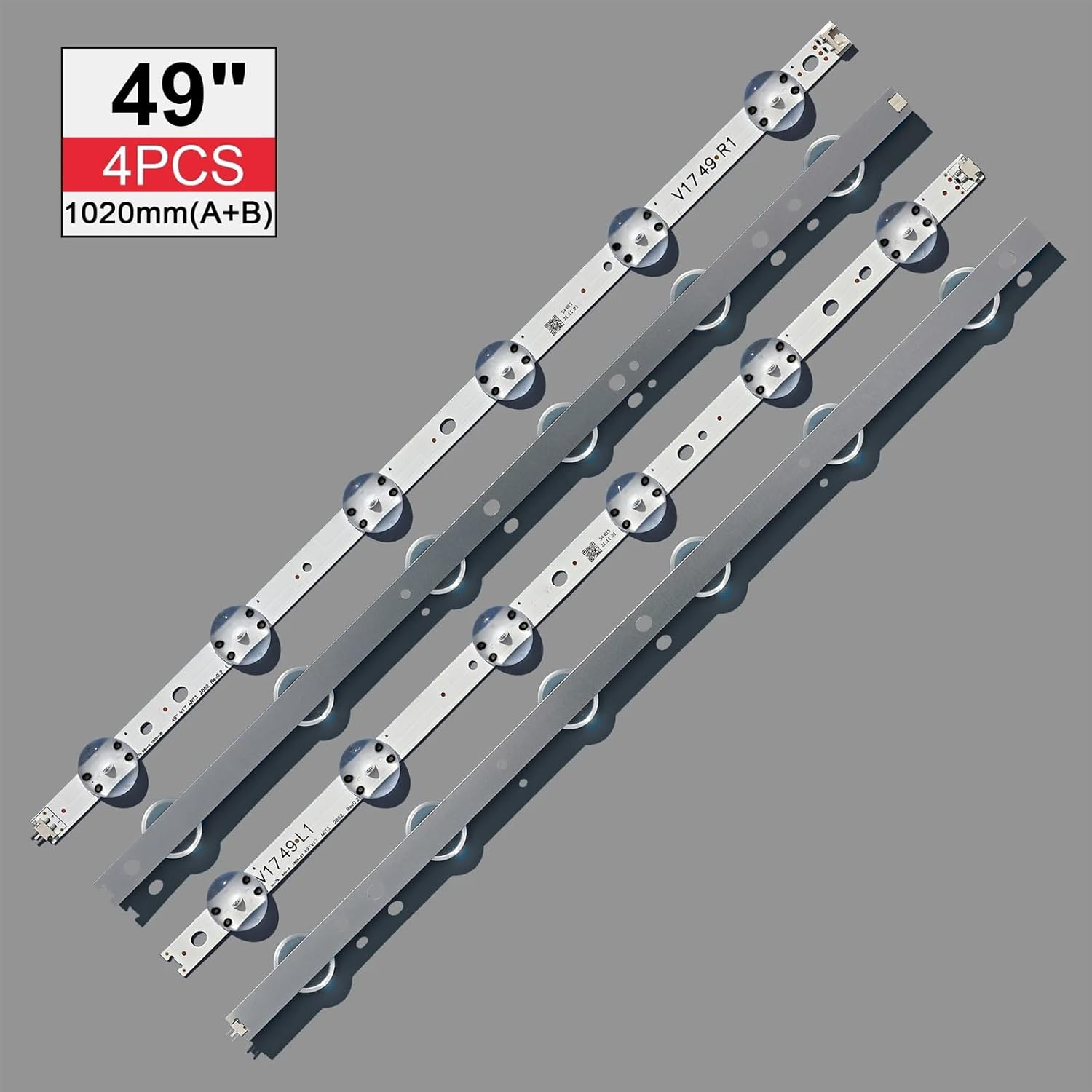 VOLDO 4Pcs LED Backlight Strip Fit for LIG 49'' TV 6916L-2862A 6916L-2863A V17 49 R1+L1 ART3 49UJ670V-ZD 49UJ651V LC490DGG(FK)(MD)