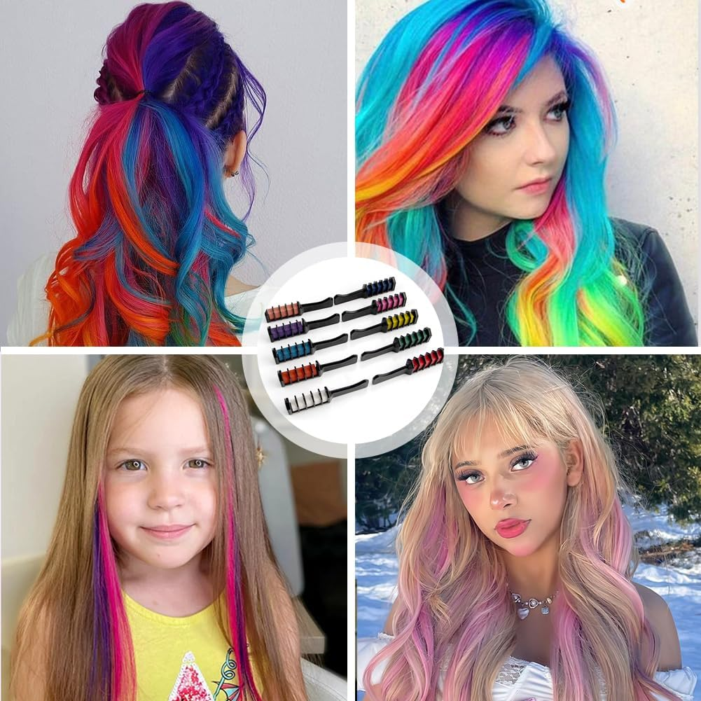 Hair Chalk Comb Temporary Light Hair Colour Cream Gifts for Girls for Children 4 5 6 7 8 9 11+ Years 10 Pieces image number 4