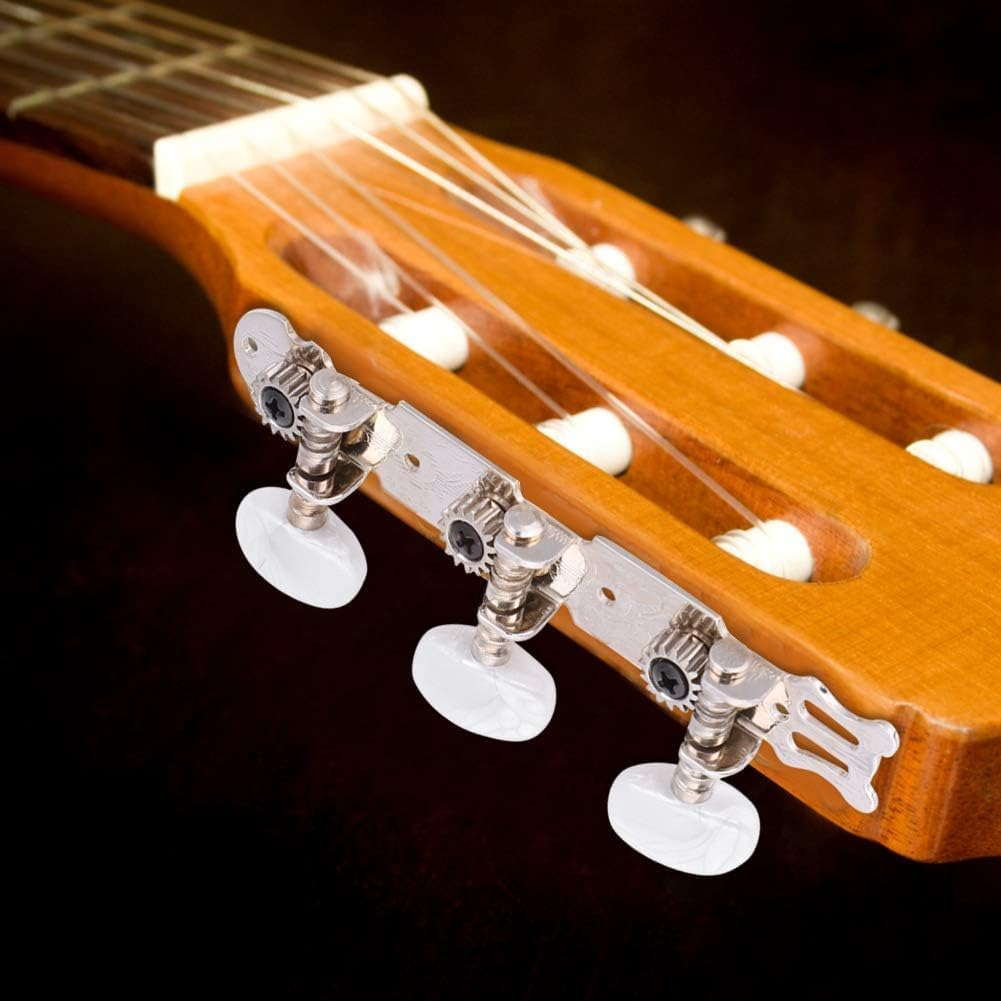1Pairs Guitar String Tuning Pegs Tuning Keys Machine Heads Tuning Machines for Classical Guitar Chrome Plated 3R3L on a Plank with Acrylic Button Compatible with Classical Guitar image number 4