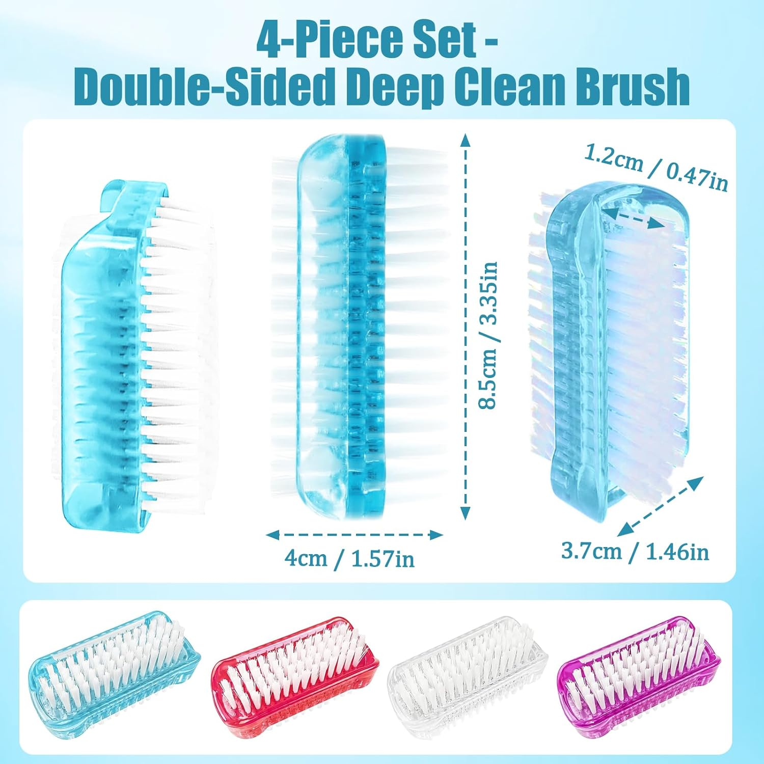 Pack of 4 Hand Brush, Nail Brush, Double-Sided Cleaning Brush, Hand Wash Brush, Small for Hands, Fingernails, Foot Brush, Vegetable Surfaces, Nail Brush, Universal Hard Bristle Brush Cleaning image number 5