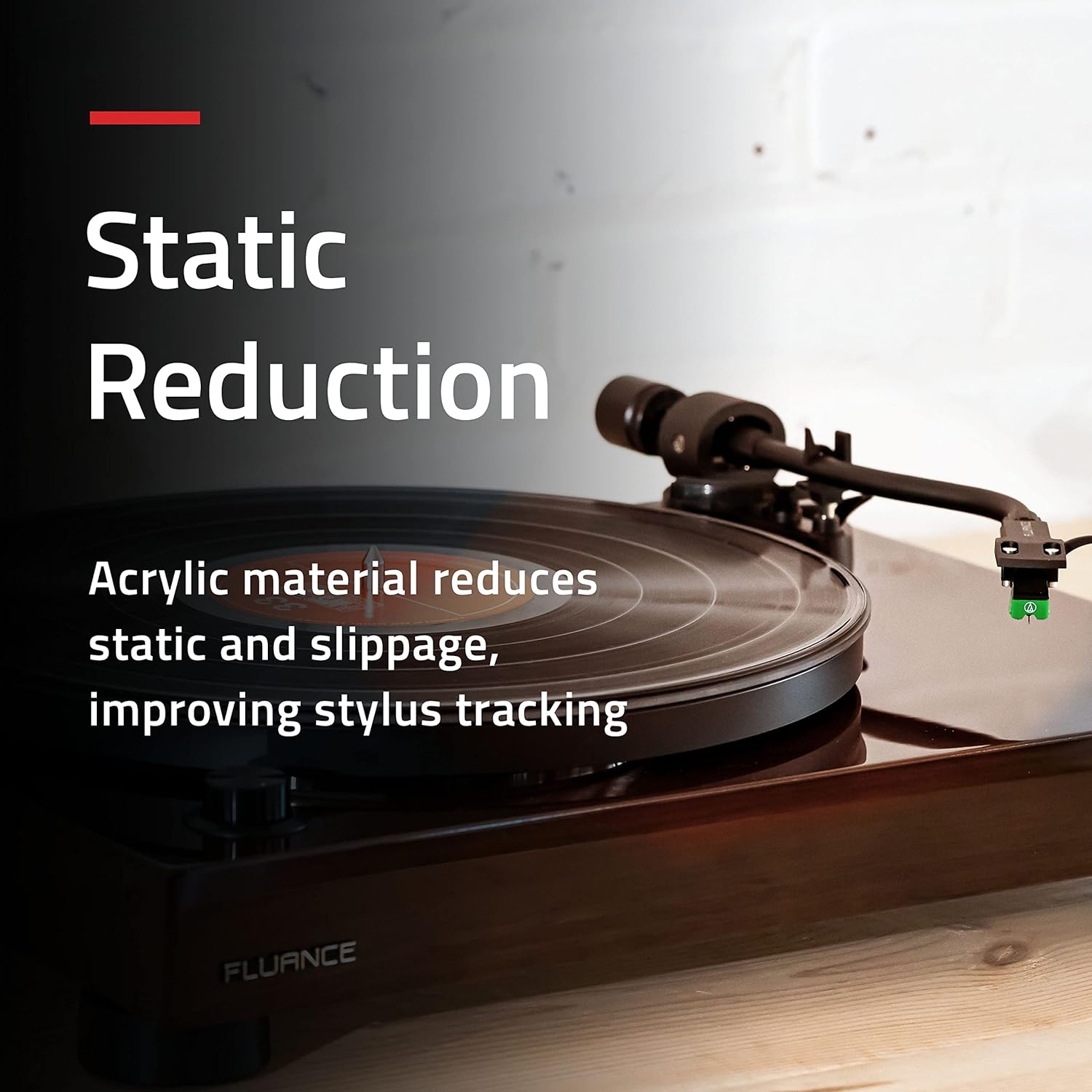 Fluance Acrylic Platter Mat for Turntables - Reduces Vibrations for Improved Sound Clarity for Vinyl Record Playback, Antistatic, Precision Machined, Compatible with 12" Record Players (PM50)