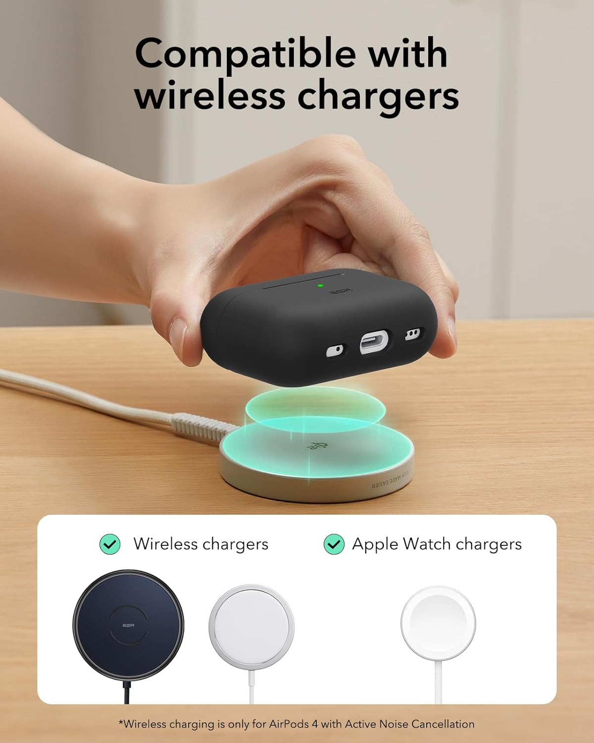 ESR for Airpods Pro 2 Case (Usb-C/Lightning Cable), Compatible with Airpods Pro Case (2023/2022/2019), Magnetic Lid, Full Drop Protection Cover with Carabiner, Cloud Series, Black image number 2