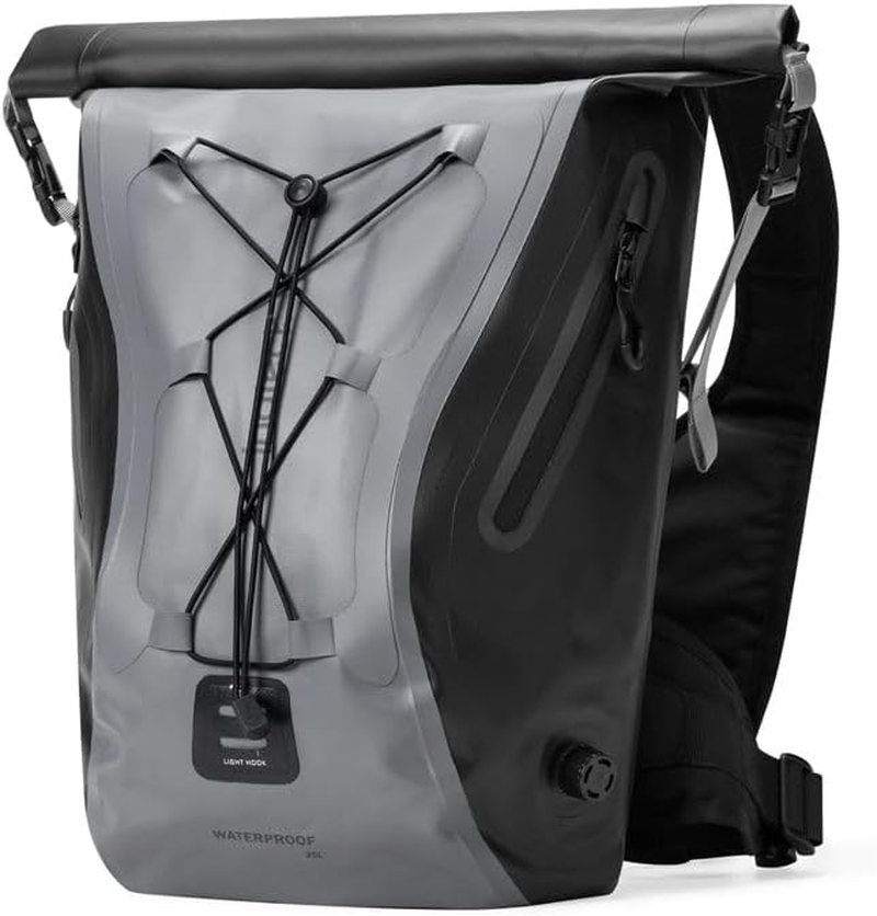 Inateck Bike Backpack 25-30L Waterproof Rolled Flap Backpack Multifunctional Hiking Backpack Suitable for Cycling, Hiking, Climbing and Outdoor Activities, Grey Black, 30 L image number 3