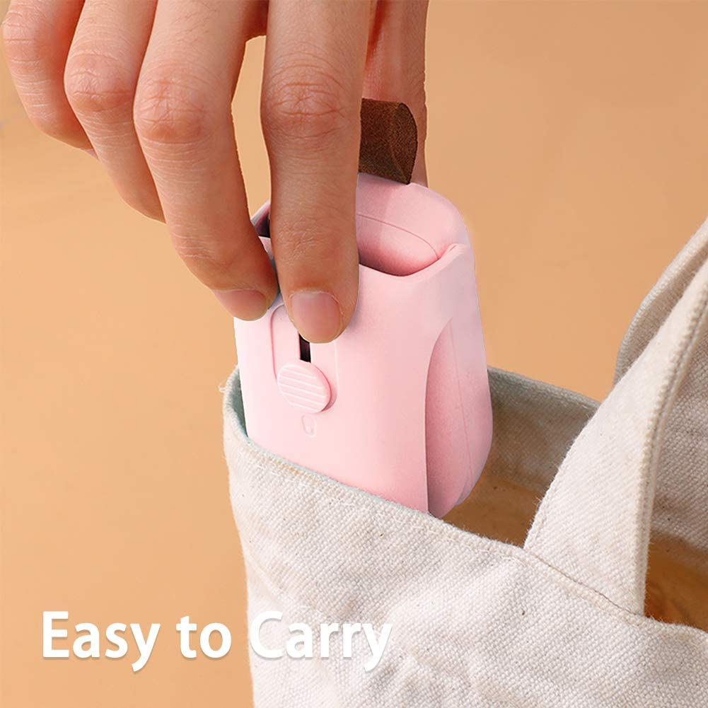 Mini Portable Bag Sealer, Handheld Heat Sealer, 2 in 1 Kitchen Sealing Household Machine and Cutter, Bag Resealer Heat Seal for Chip Bags, Plastic Food Storage Bags, Snack & Cereal Bags (Pink) image number 6
