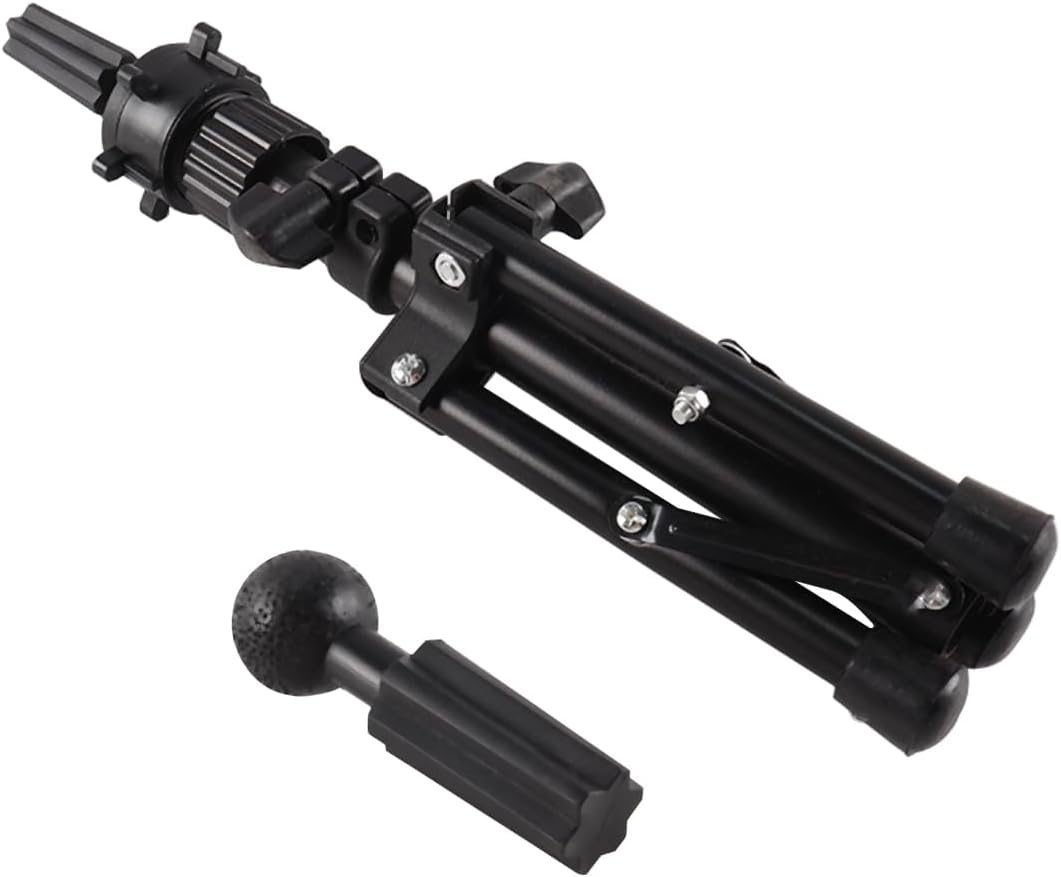 Gorise Mini Adjustable Mannequin Head Stand Tripod Hairdressing Wig Display Stand for Hairdressing Training Black Stainless Steel