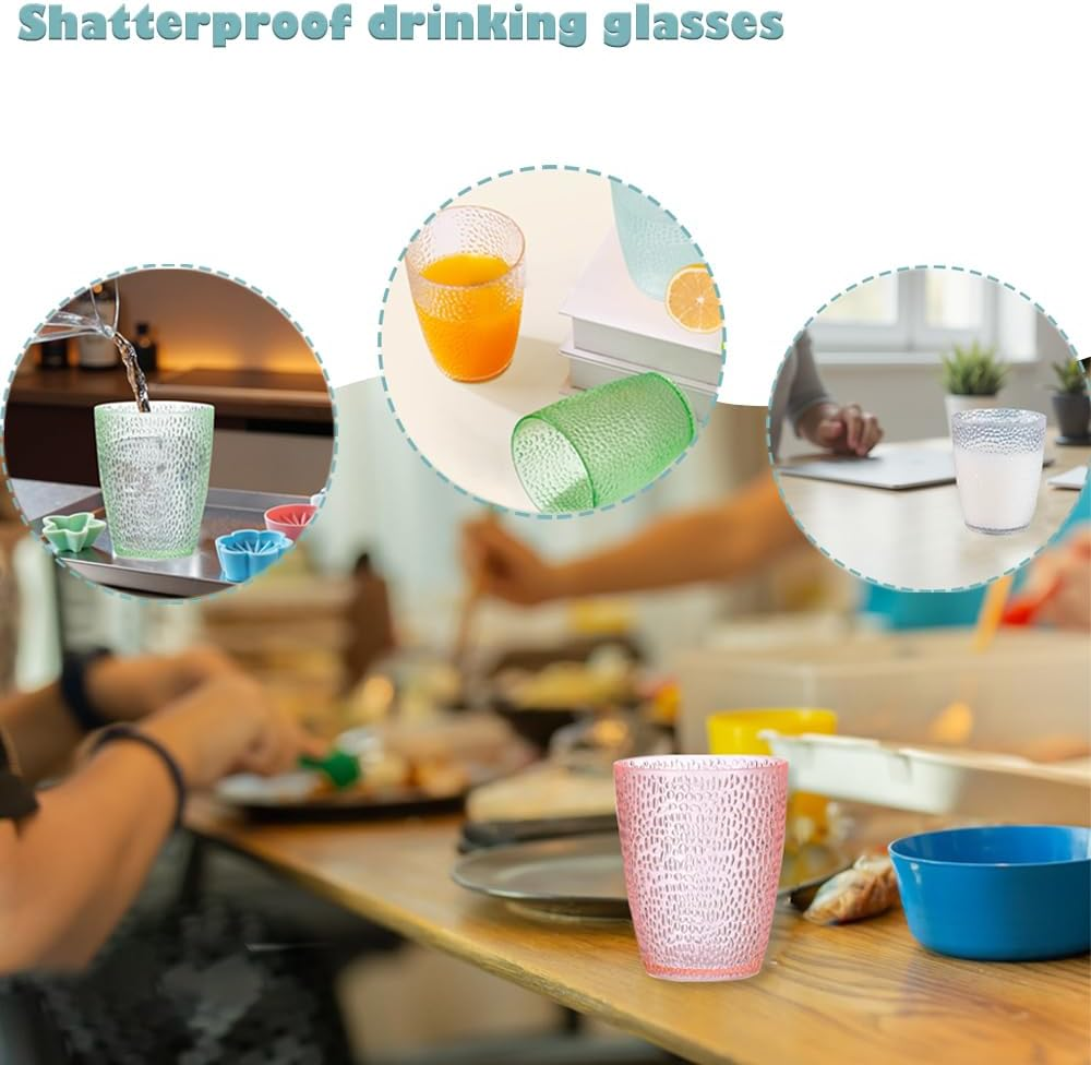 4 PCS Colored Plastic Drinking Glasses, Reusable Acrylic Drinking Cups, Stackable Beverage Cup, Unbreakable Water Tumblers, BPA Free, Dishwasher Safe, 290 ML/10 OZ image number 2