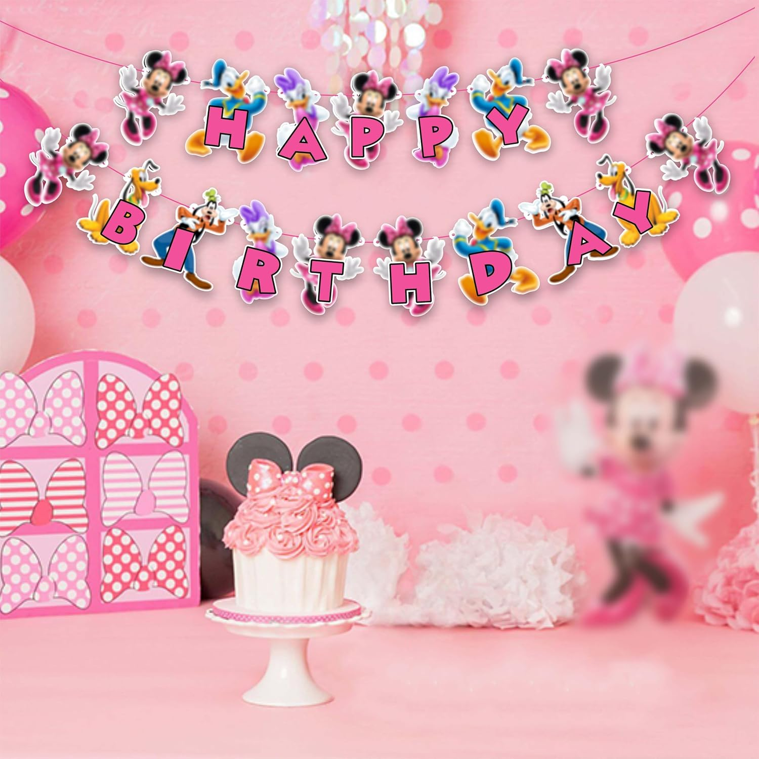 Mine Muse Happy Birthday Banner &ndash; Cute Pink Party Decoration for Girls, Themed Hanging Garland for Birthday & Mine Muse Celebrations image number 6