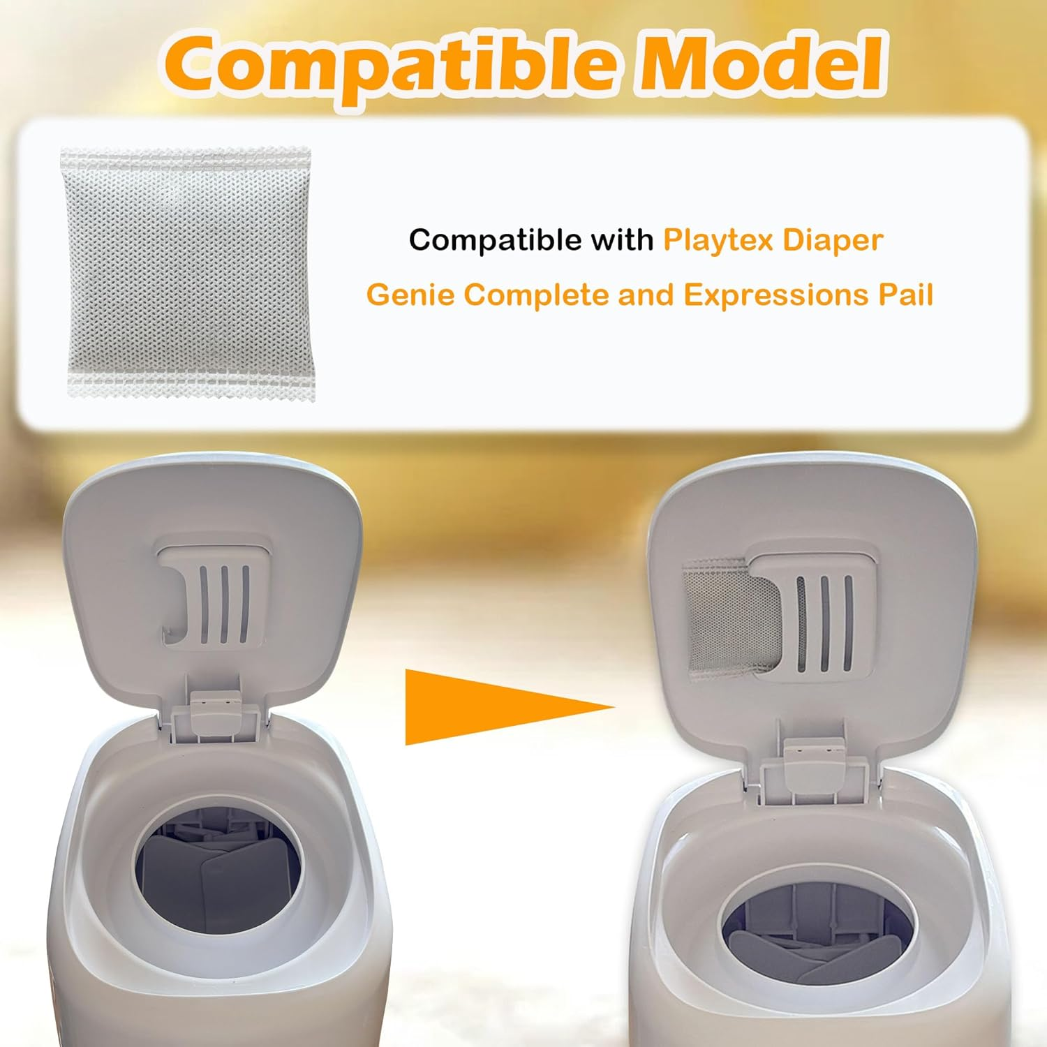 12 Pack Diaper Pail Odor Absorber Carbon Filter Refills for Playtex Diaper Genie Complete Pail, Odor Eliminator for Diaper Genie Systems