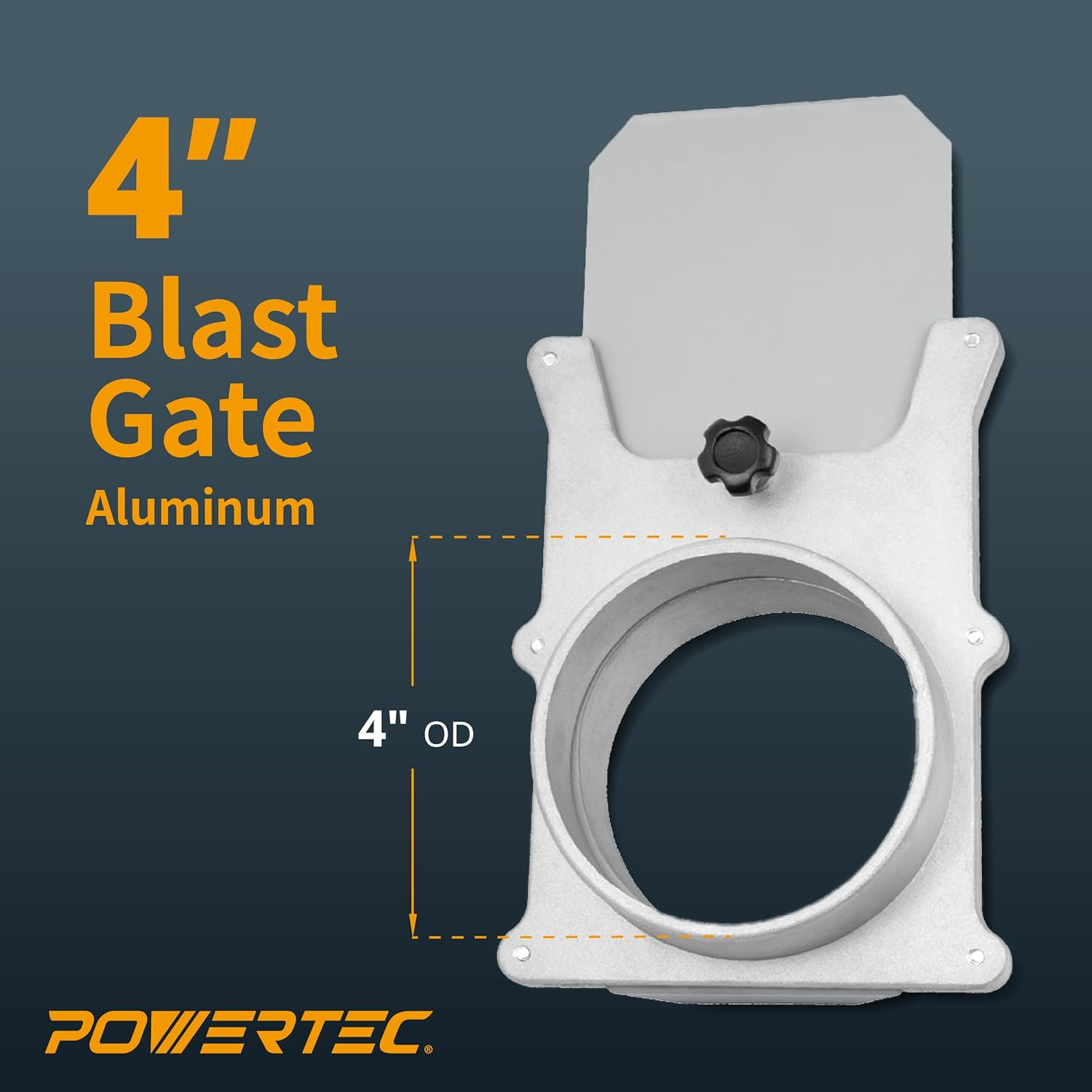 POWERTEC 70135-P6V 4-Inch Blast Gate for Dust Collector, Dust Collection Fittings, 6 PK