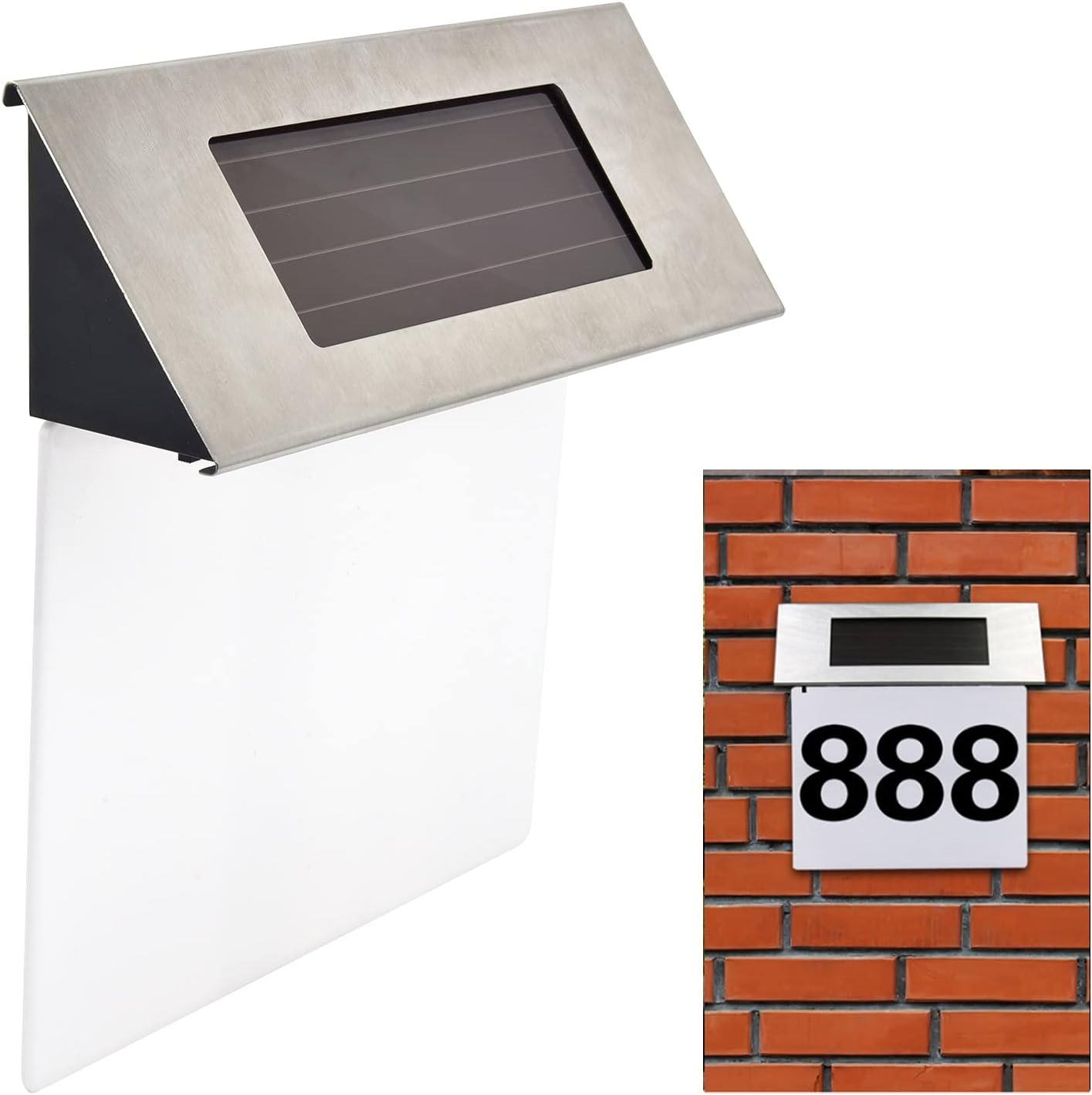 Alvinlite Numbers Plaque Solar Stainless Steel Address Plaques LED Address Sign for House Yard Outdoor Farms Numbers image number 5