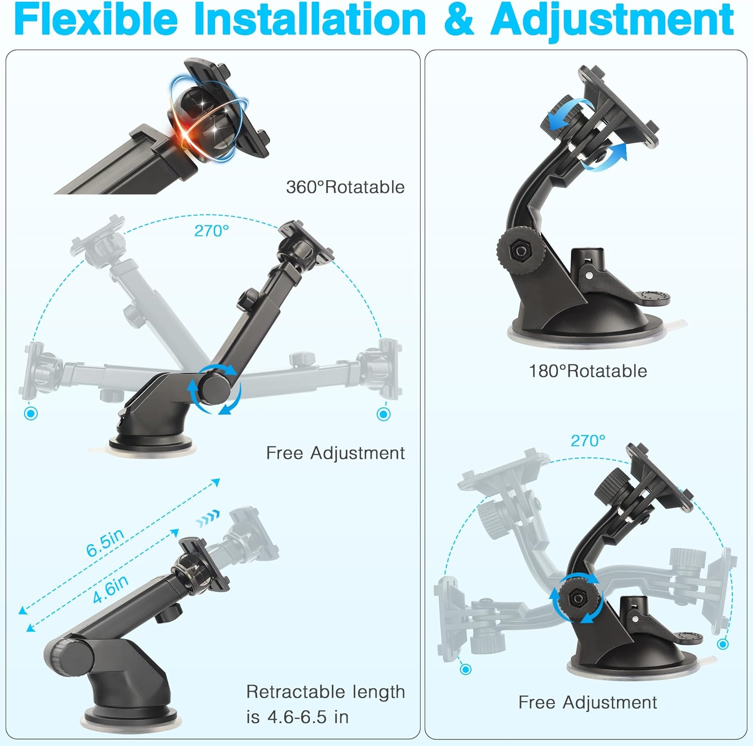 Carplay Mount(2Pcs),(4.3"-10")Backup Camera Monitor Mount,Android Auto Screen Dashboard Mounting Bracket for Carpuride,Car Play Screen Windshield Suction Cup Mount,Rear View Camera Display Holder