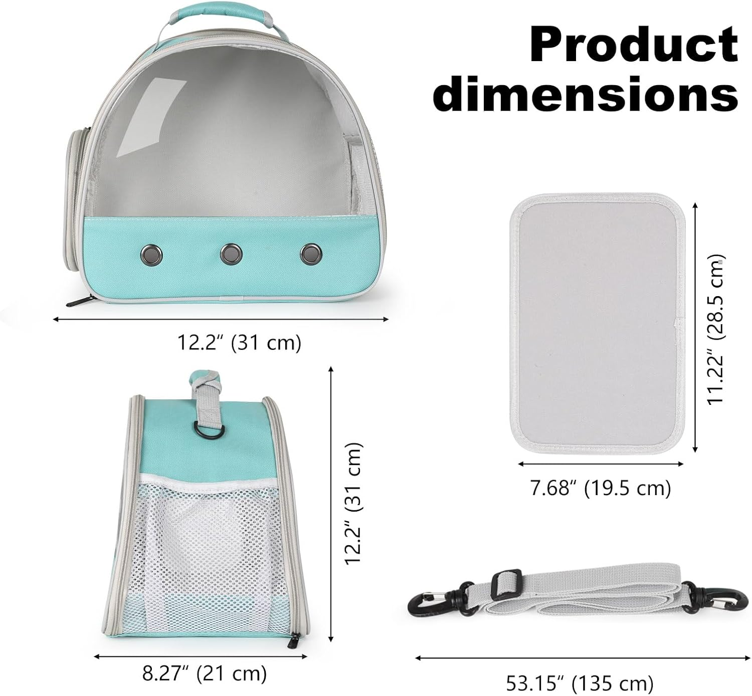 Bearded Dragon Travel Carrier for Lizards, Hedgehog, Rat, Parrot, Bird & Guinea Pig - Portable for 2 (Green) image number 6