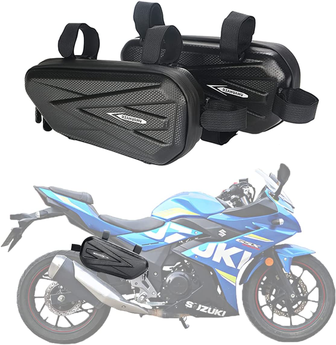 Motorcycle Tail Bag Saddle Bag Bike Waterproof Frame Bag EVA Hard Shell Side Hanging Bag Seat Tube Accessories Storage Packge 2Pcs image number 2