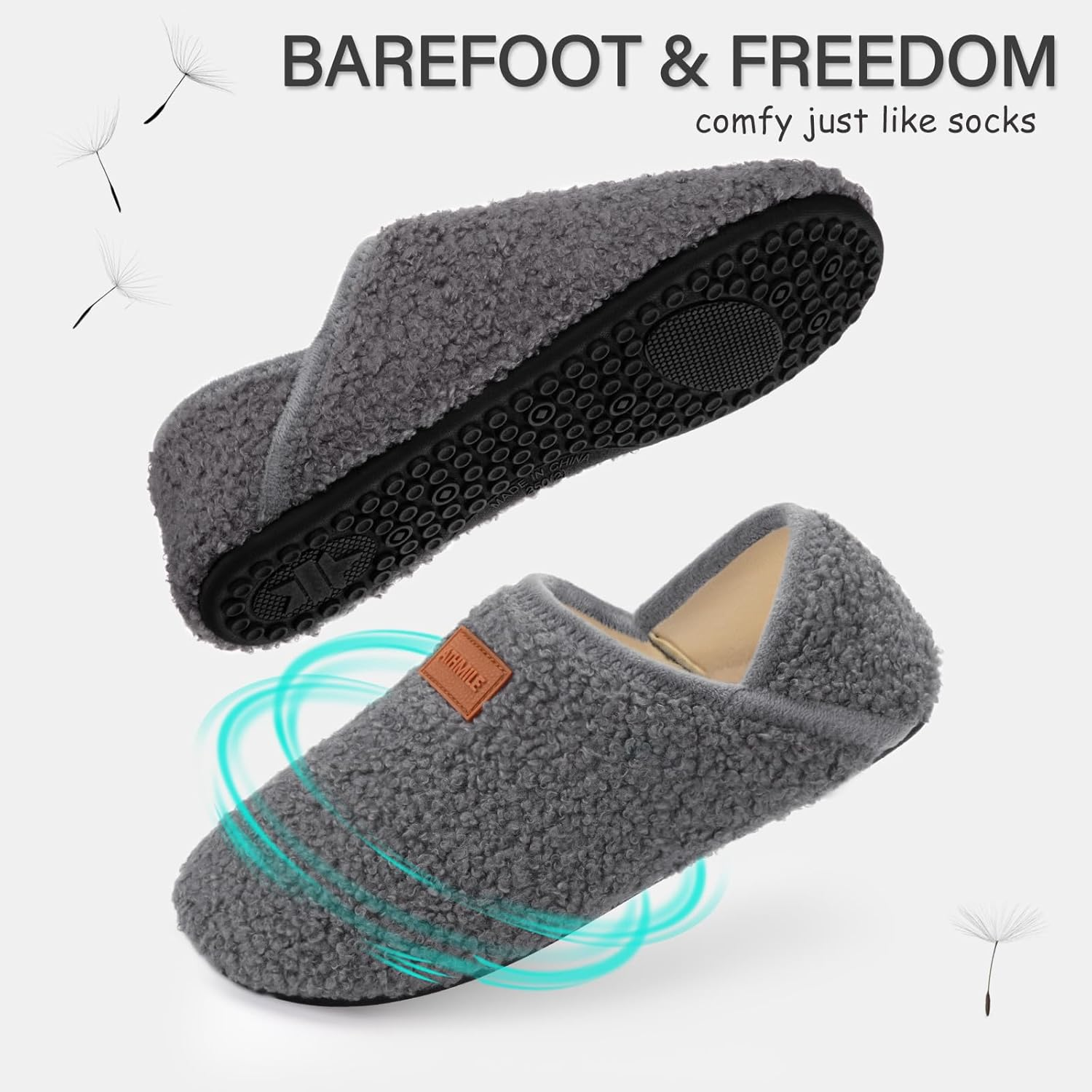 ATHMILE Slippers for Women Men House Slippers Slip on Barefoot Shoes Slipper Socks Slippers for Indoor Bedroom Yoga Outdoor Dark Grey image number 3