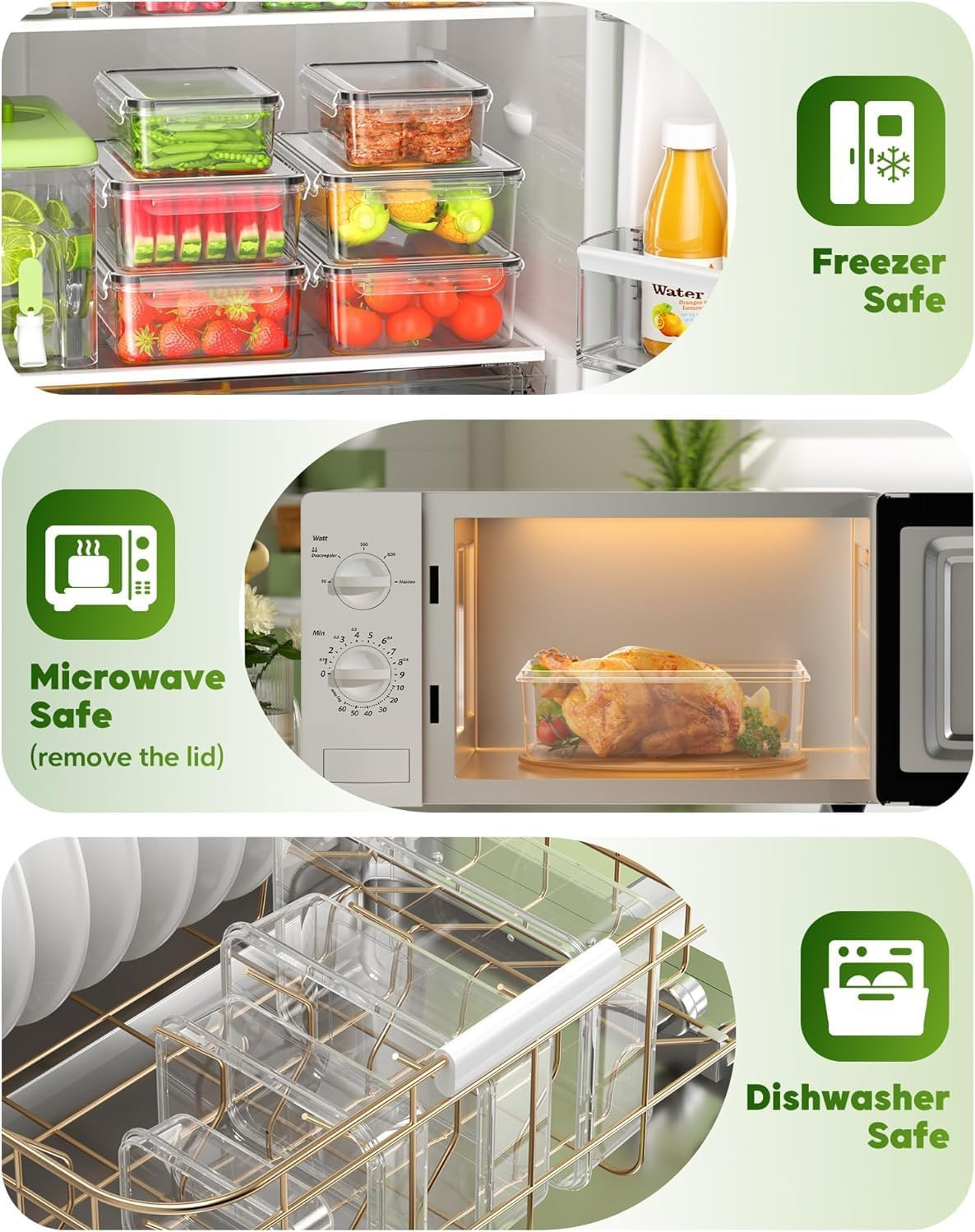 24 Pack Food Storage Containers with Airtight Lids, Meal Prep Containers, Bento Boxes for Lunch - Food Container, Freezer Containers, Fridge Organiser for Kitchen Organisation image number 6