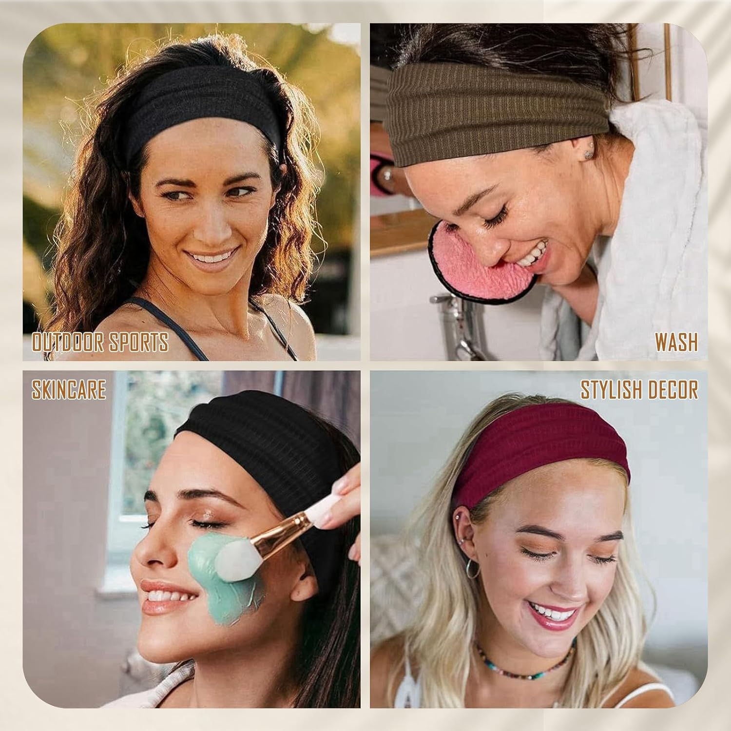 Ziyonix Pack of 6 Women'S Sports Headbands, Soft Non-Slip Hair Bands, Elastic Hair Bands, Wide Hair Band, Breathable Headbands Set, Hairband for Yoga, Fitness, Running, Fitness image number 6