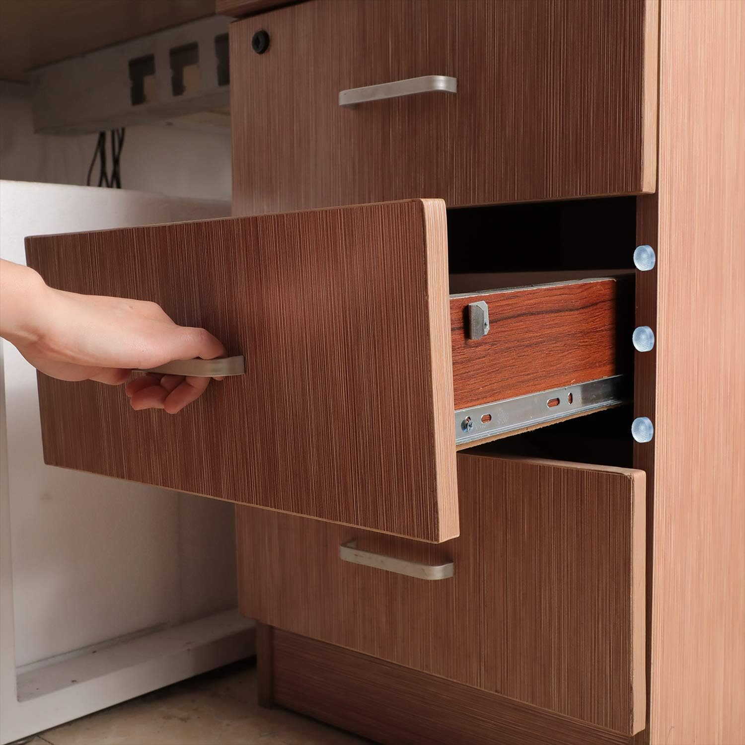 Glass Table Top Bumpers with Stem 5 Size Clear Rubber anti Slip Pads Non Adhesive Glass Table Rubber Grippers for Furniture Cabinet Door(150 Pieces) image number 6