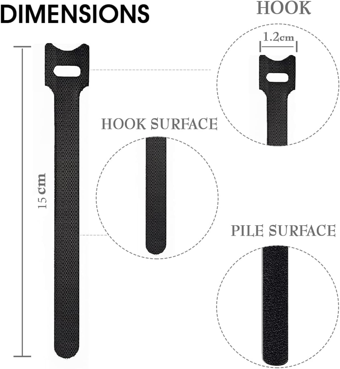 200PCS Reusable Cable Ties, Adjustable Hook and Loop Straps Cable Management Cord Organizer for Home Office (15X1.2Cm Black,Green） image number 3